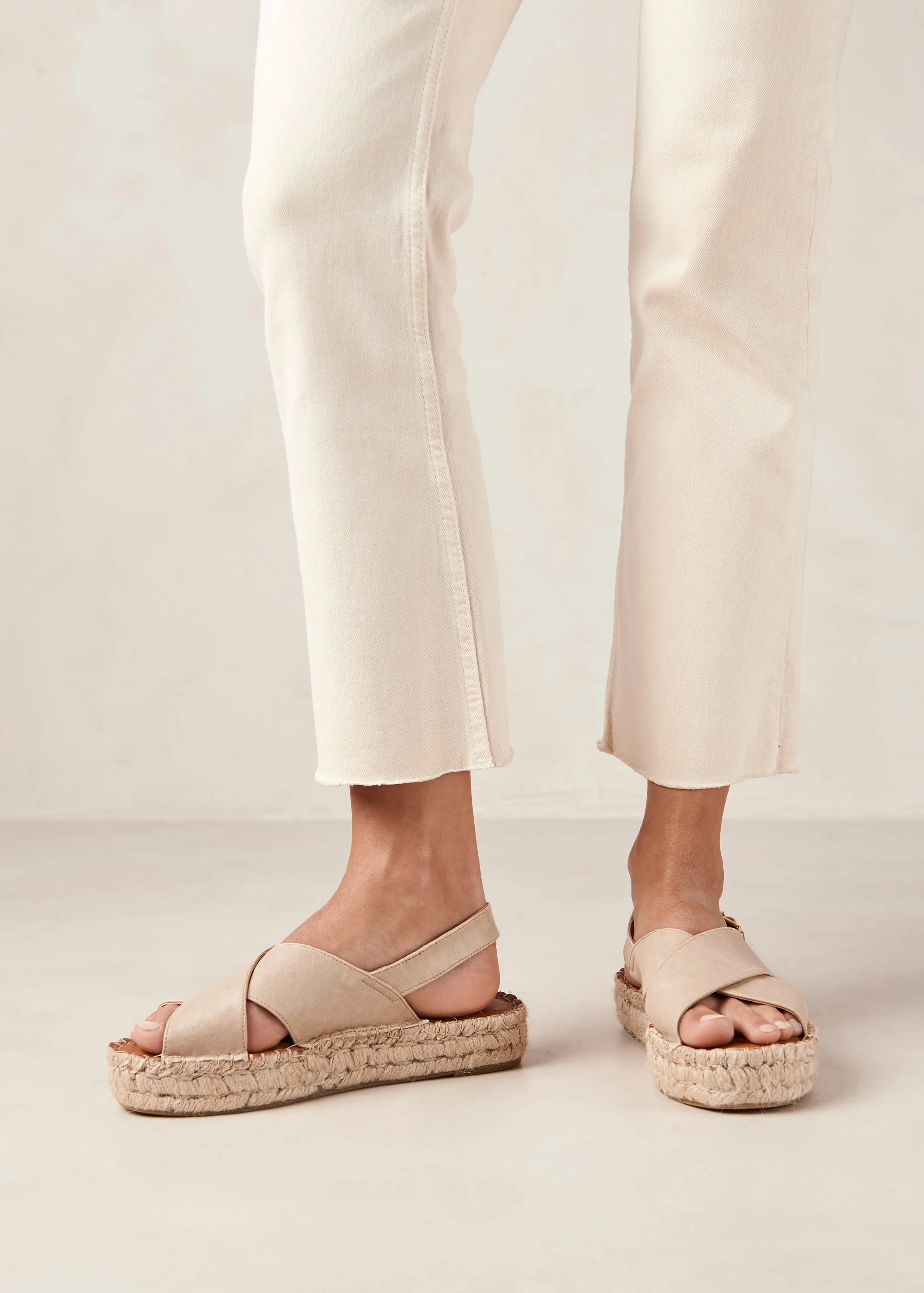 Crossed Corn Cream Vegan Leather Espadrilles