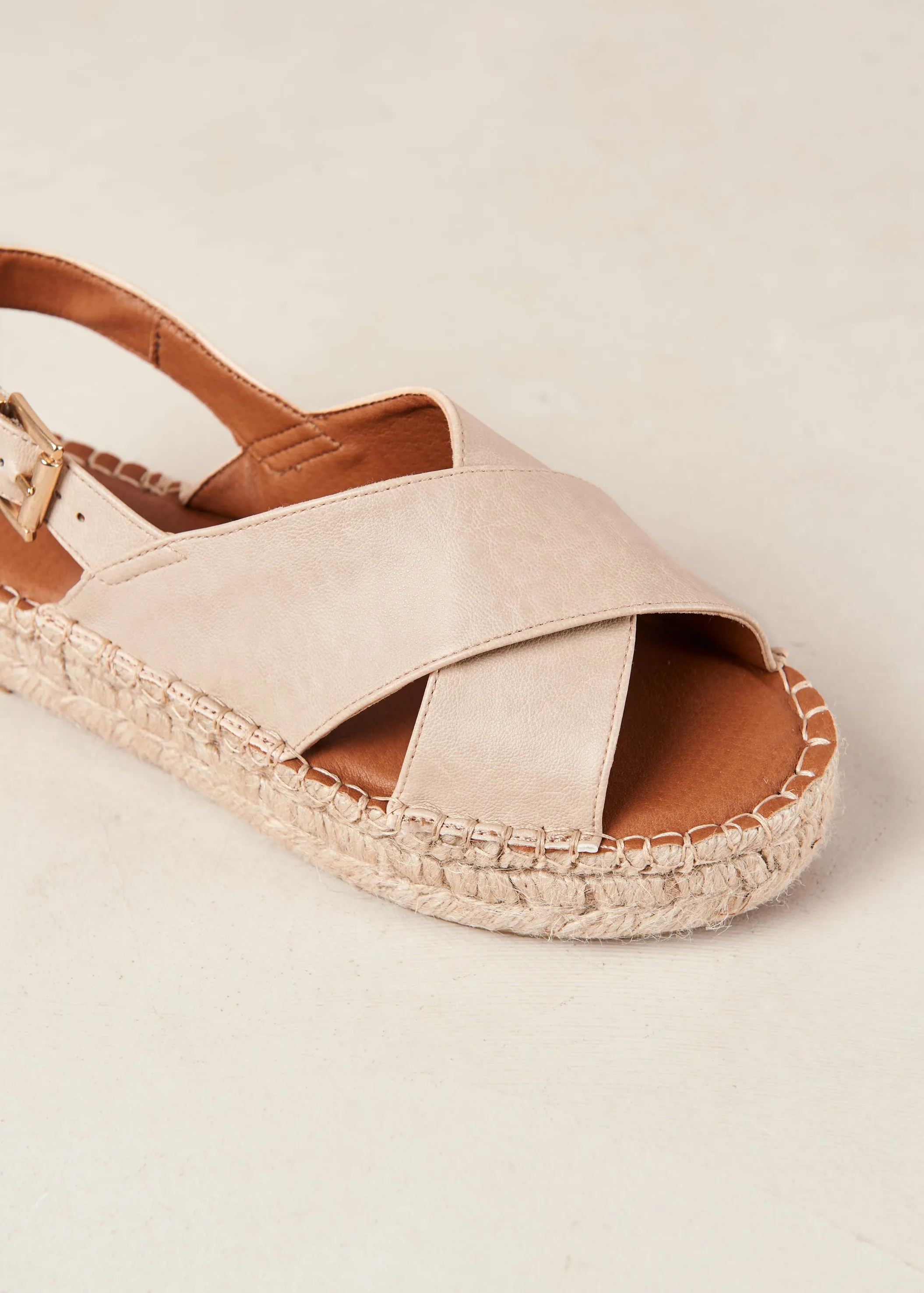 Crossed Corn Cream Vegan Leather Espadrilles