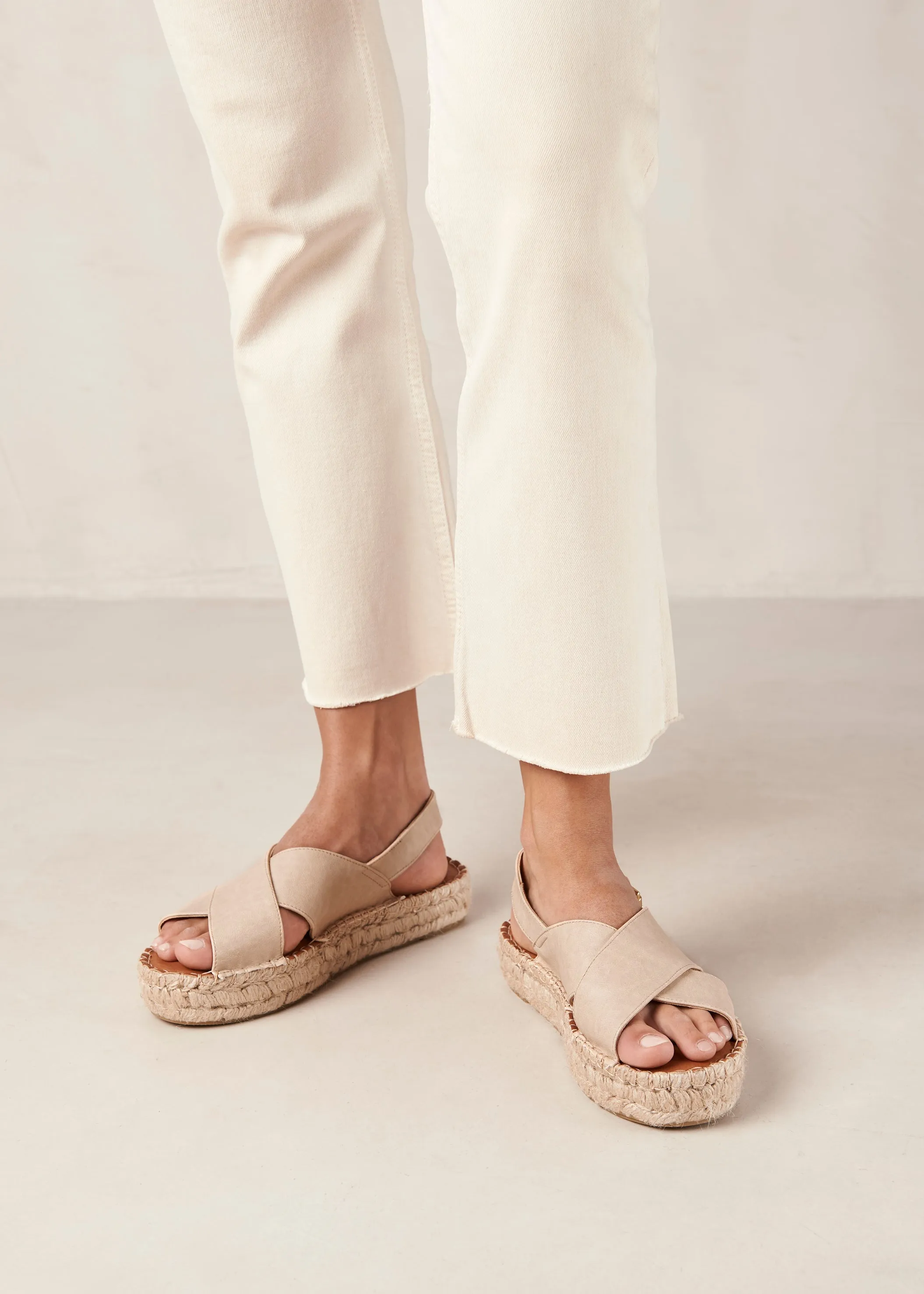 Crossed Corn Cream Vegan Leather Espadrilles