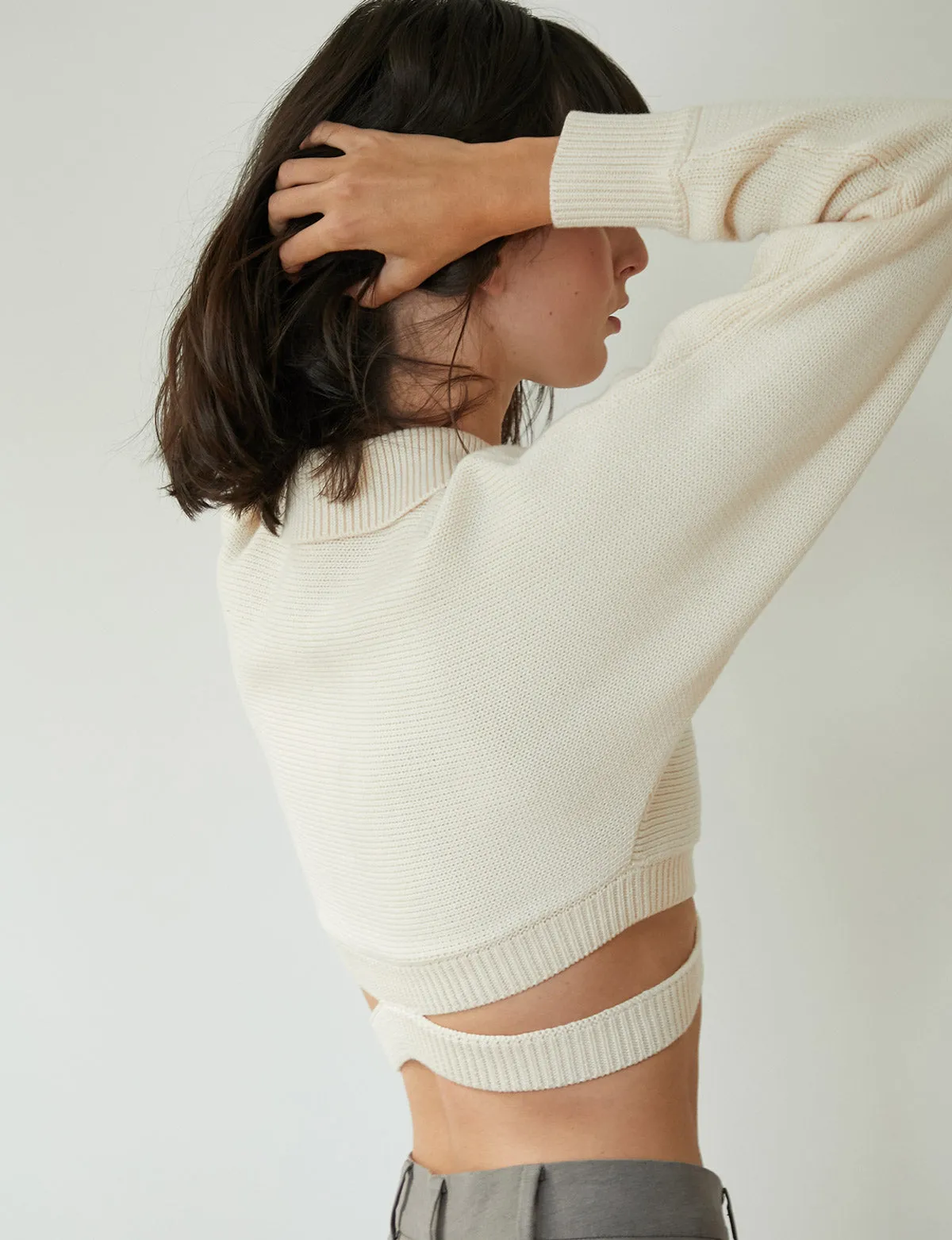 Cruz Beige Crop Cardigan