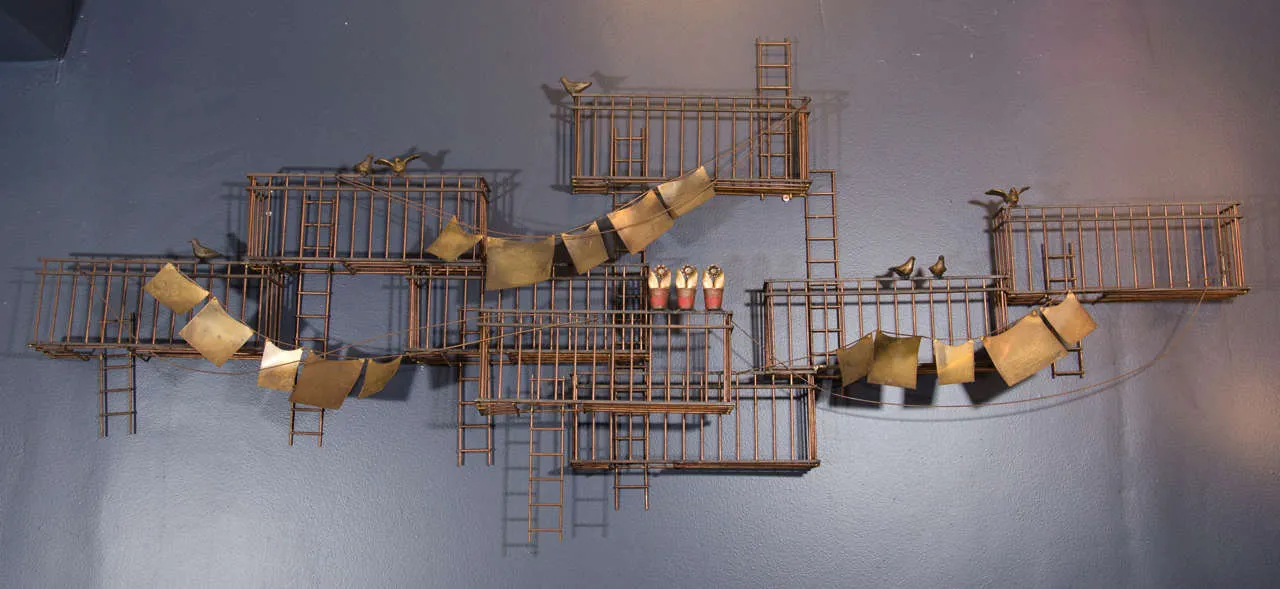 Curtis Jere New York City Fire Escape Scene Wall Sculpture