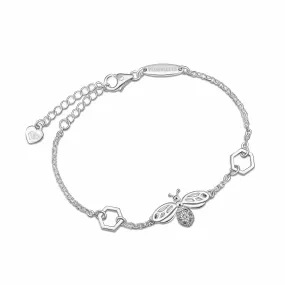 CZ Bumble Bee Bracelet Silver with Honeycomb Jewelry