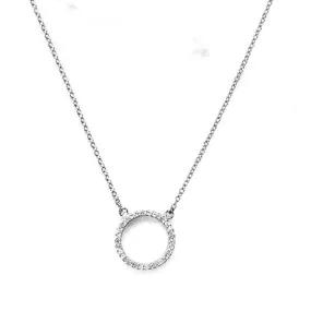 Dainty CZ Silver Circle Necklace