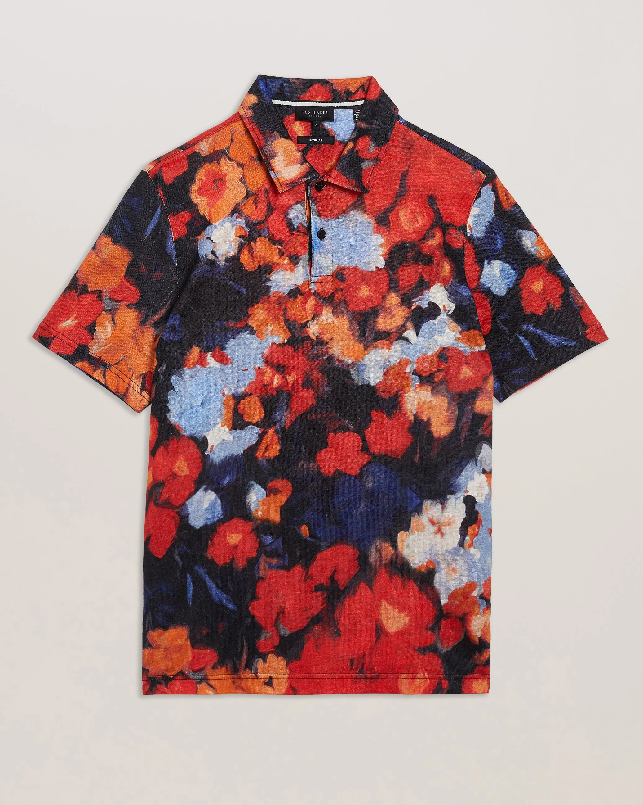 Darly Ss Regular Floral Linen Printed Polo Red