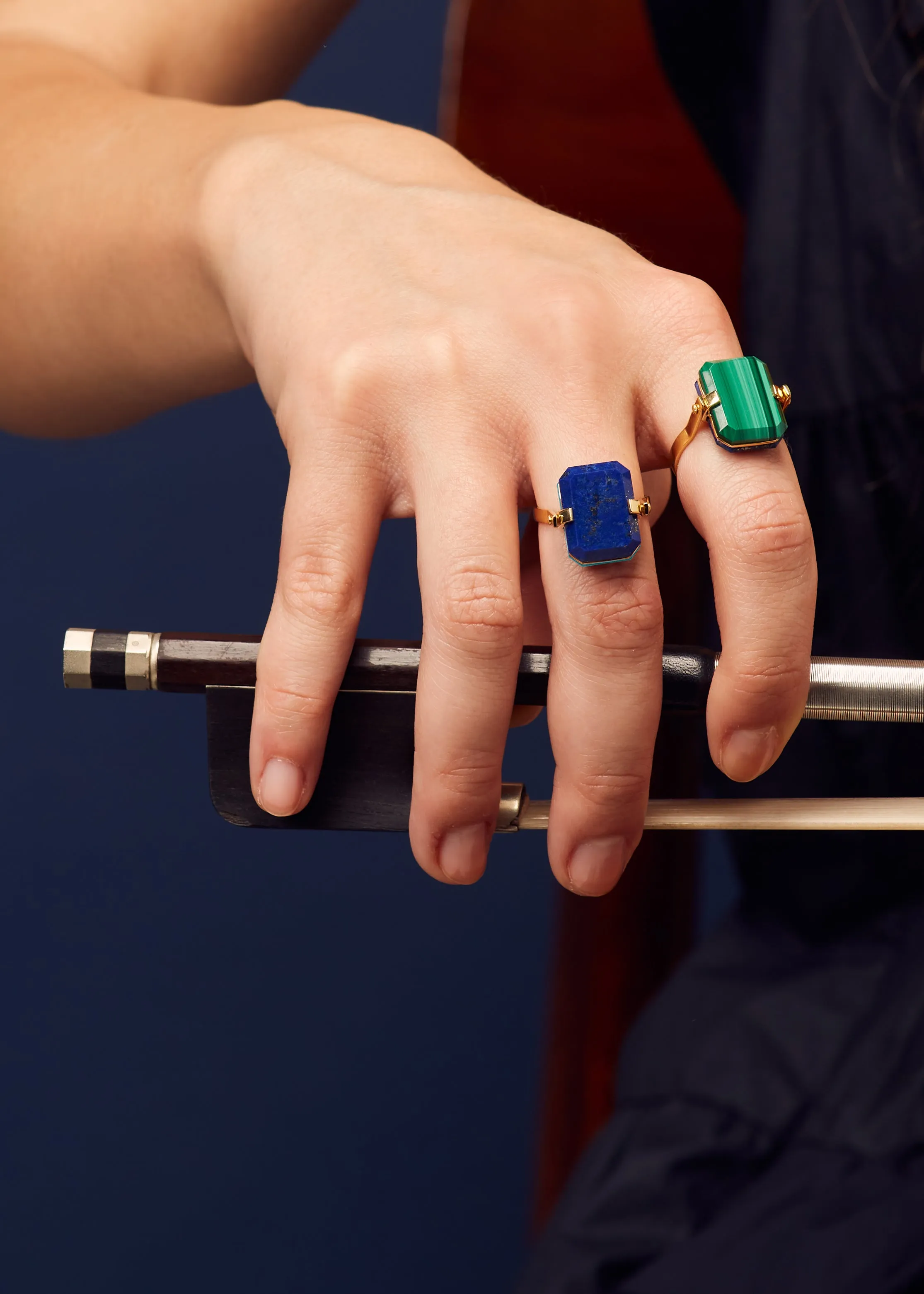 DECO SANDWICH LAPIS LAZULI   CHRYSOPRASE RING