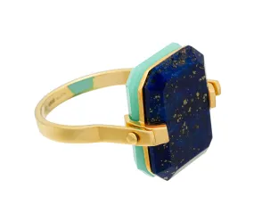 DECO SANDWICH LAPIS LAZULI   CHRYSOPRASE RING