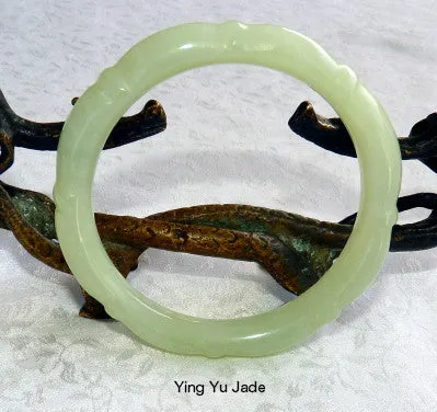 Dynasty Carved Chinese Jade Bangle Bracelet 65mm (NJ-CARV-31-65)