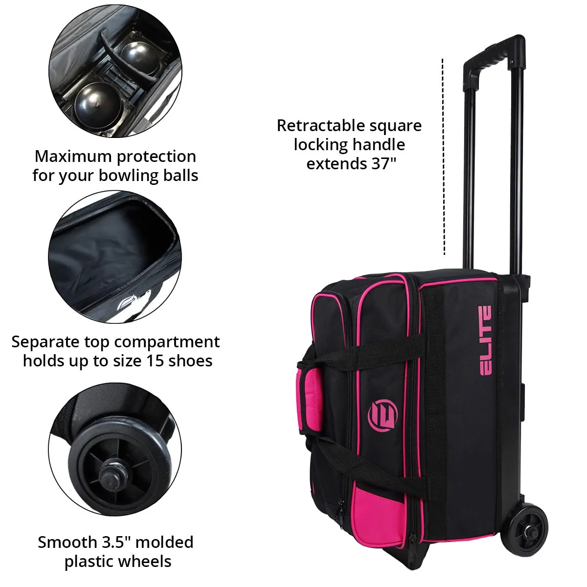 Elite Basic Double Roller Pink Bowling Bag