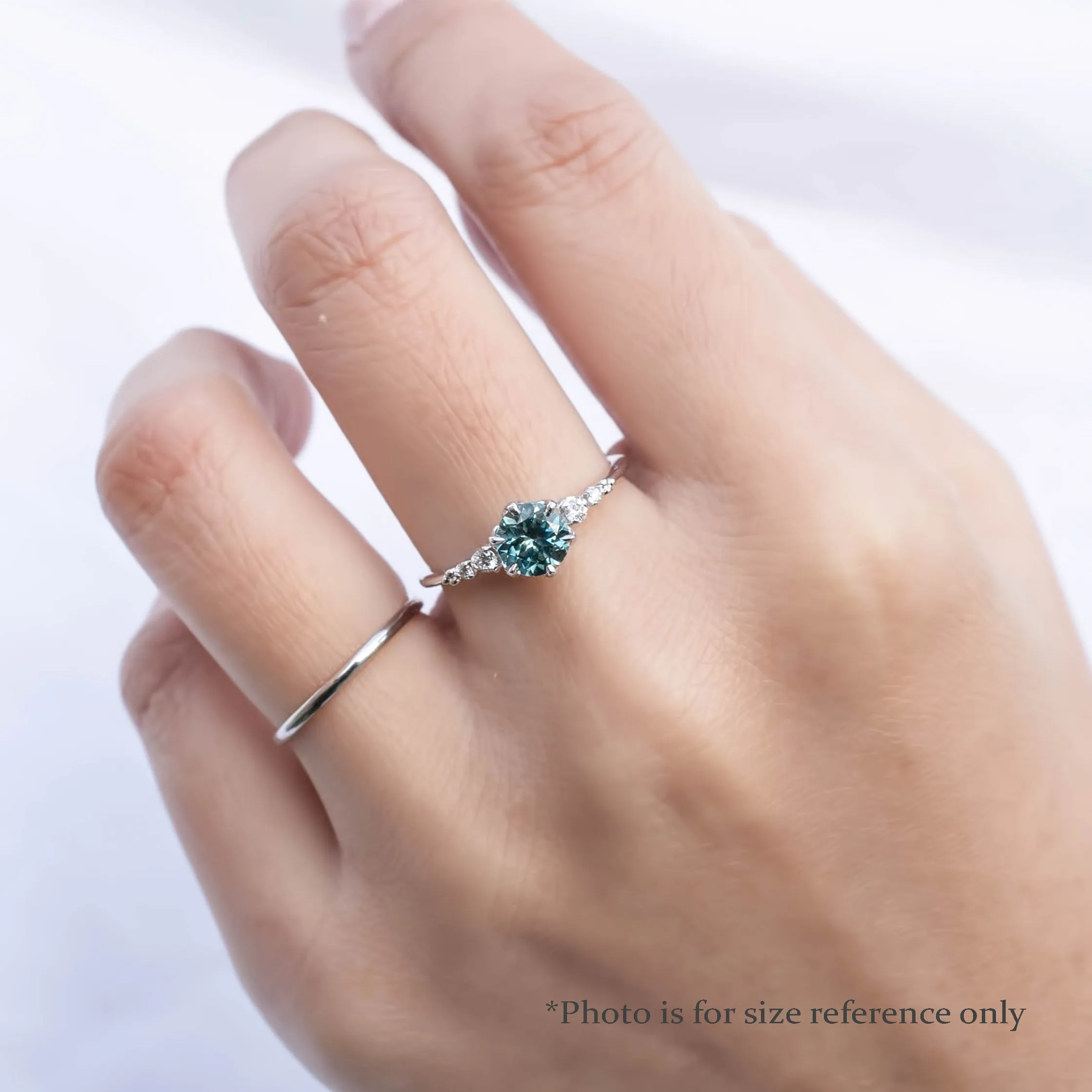 Estel Fleur Ring 0.94ct Light Blue Green Montana Sapphire, 14k White Gold (One of a kind)