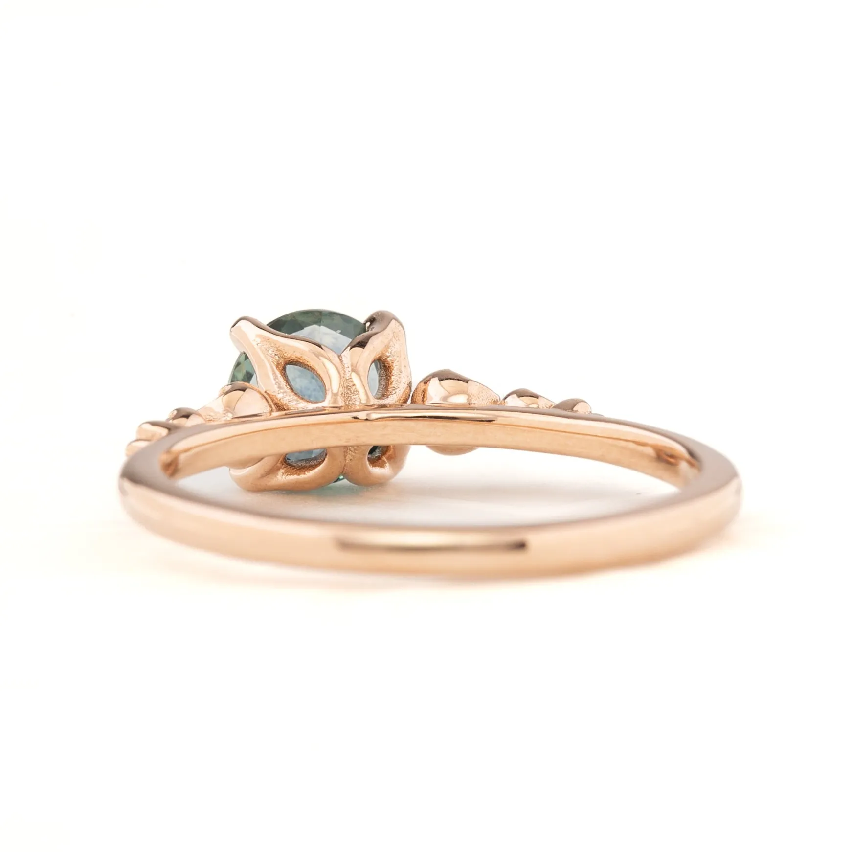 Estel Luxe Ring 1.11ct Teal Blue Green Montana Sapphire, 14k Rose Gold (One of a Kind)