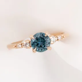 Estel Luxe Ring 1.11ct Teal Blue Green Montana Sapphire, 14k Rose Gold (One of a Kind)