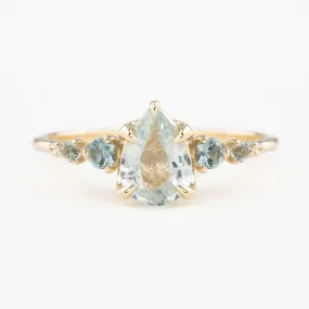 Estel Luxe Ring 1.1ct Light Green Pear Madagascar Sapphire, 14K Yellow Gold (One of a kind)