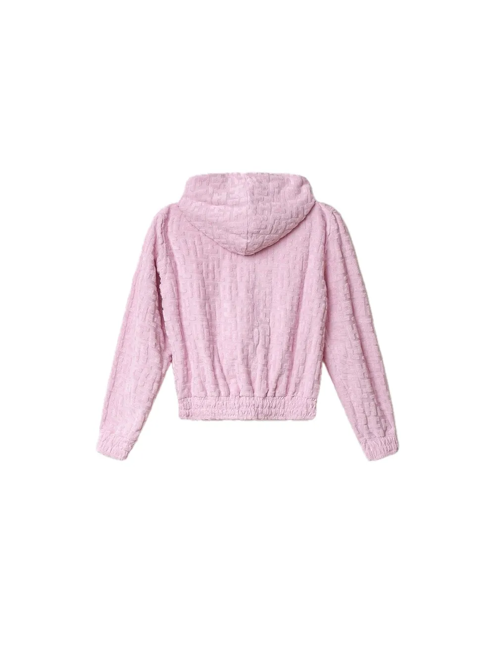 Felpa Cappuccio In Spugna All Zip - Rosa Tiariè