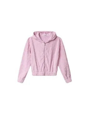 Felpa Cappuccio In Spugna All Zip - Rosa Tiariè