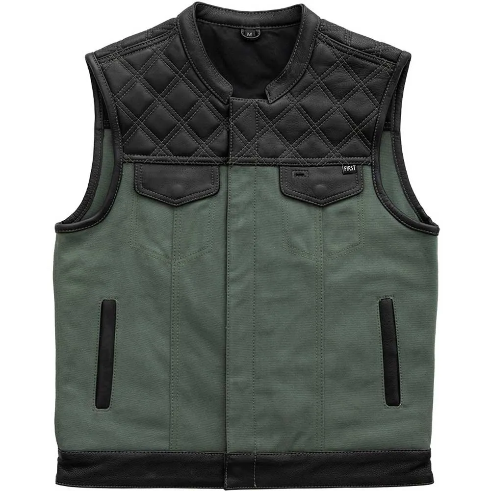 First Mfg Mens Hunt Club Diamond Quilt Leather Vest