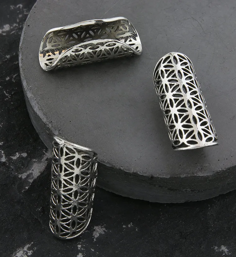 Flower Of Life White Brass Dreadlock Cuff