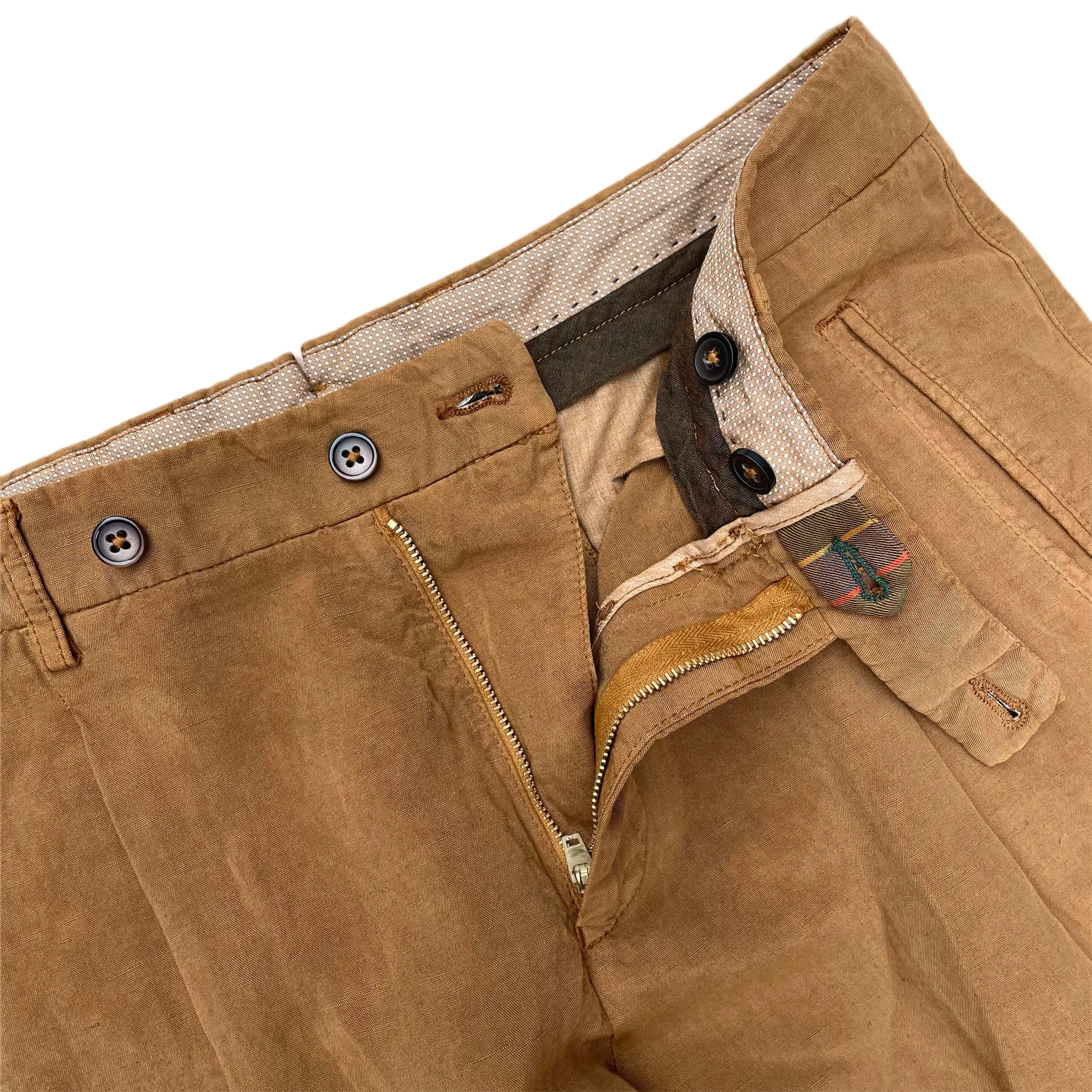 FRESH Lyocell Linen One-Pleat Chino Pants In Cumin