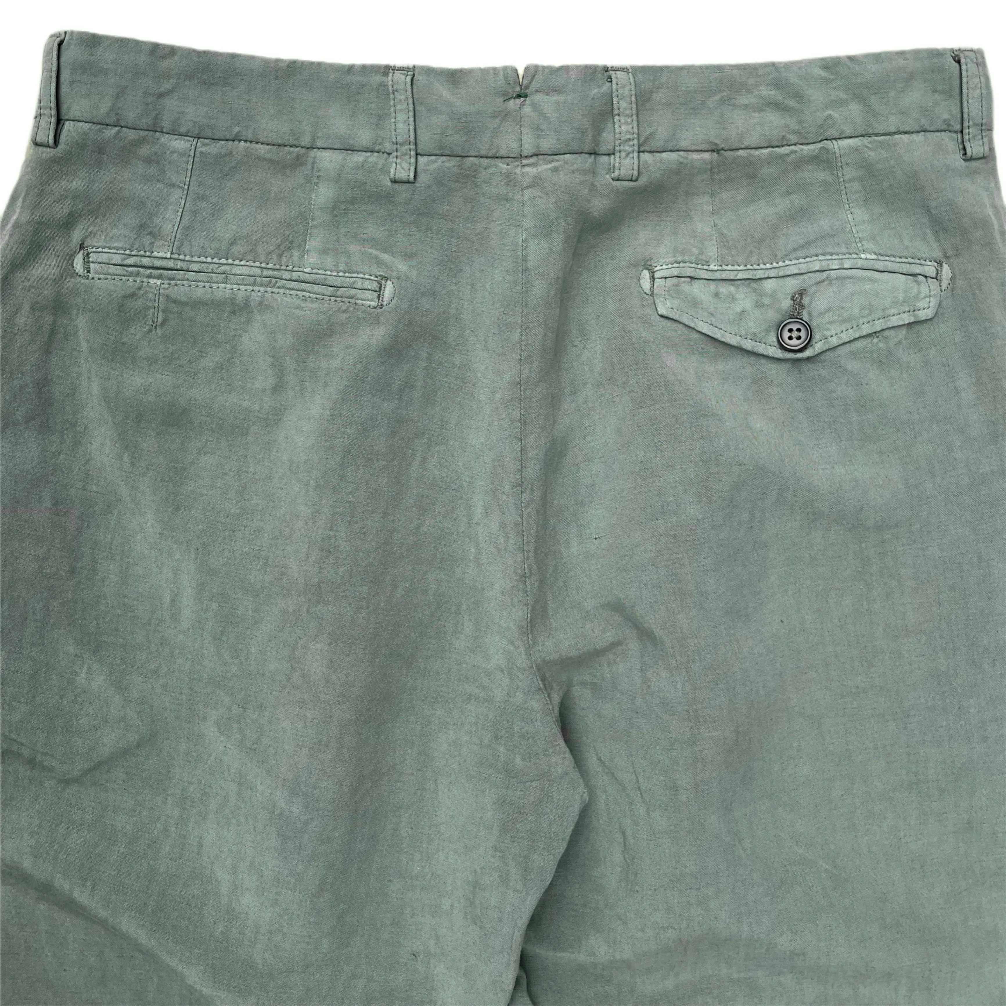 FRESH Lyocell Linen One-Pleat Chino Pants In Green