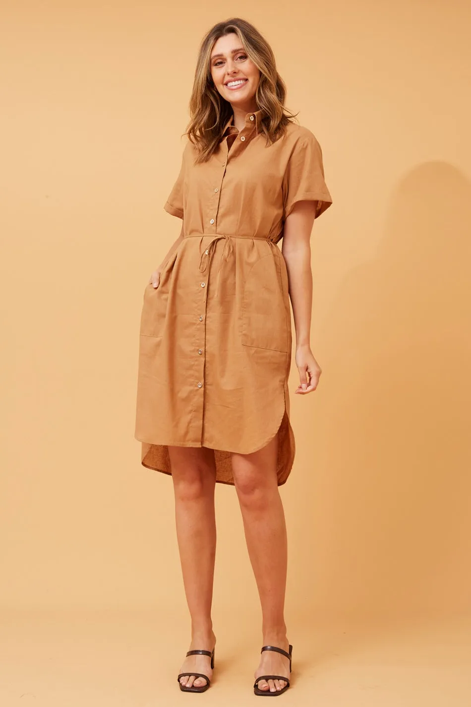 GERALDINE LINEN SHIRT DRESS