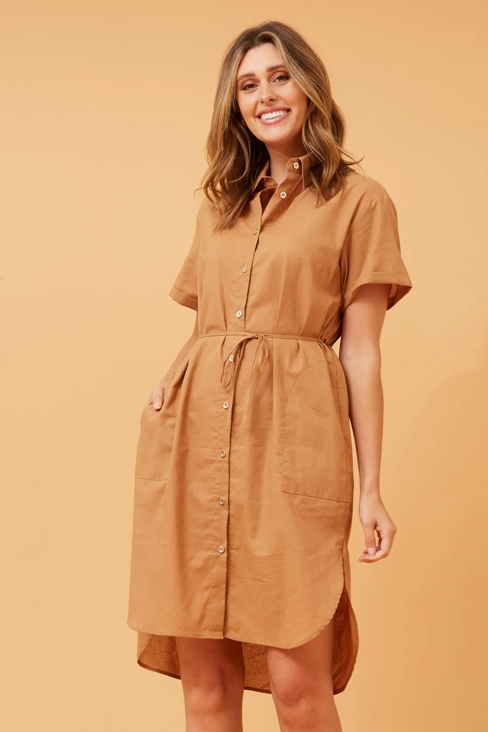 GERALDINE LINEN SHIRT DRESS