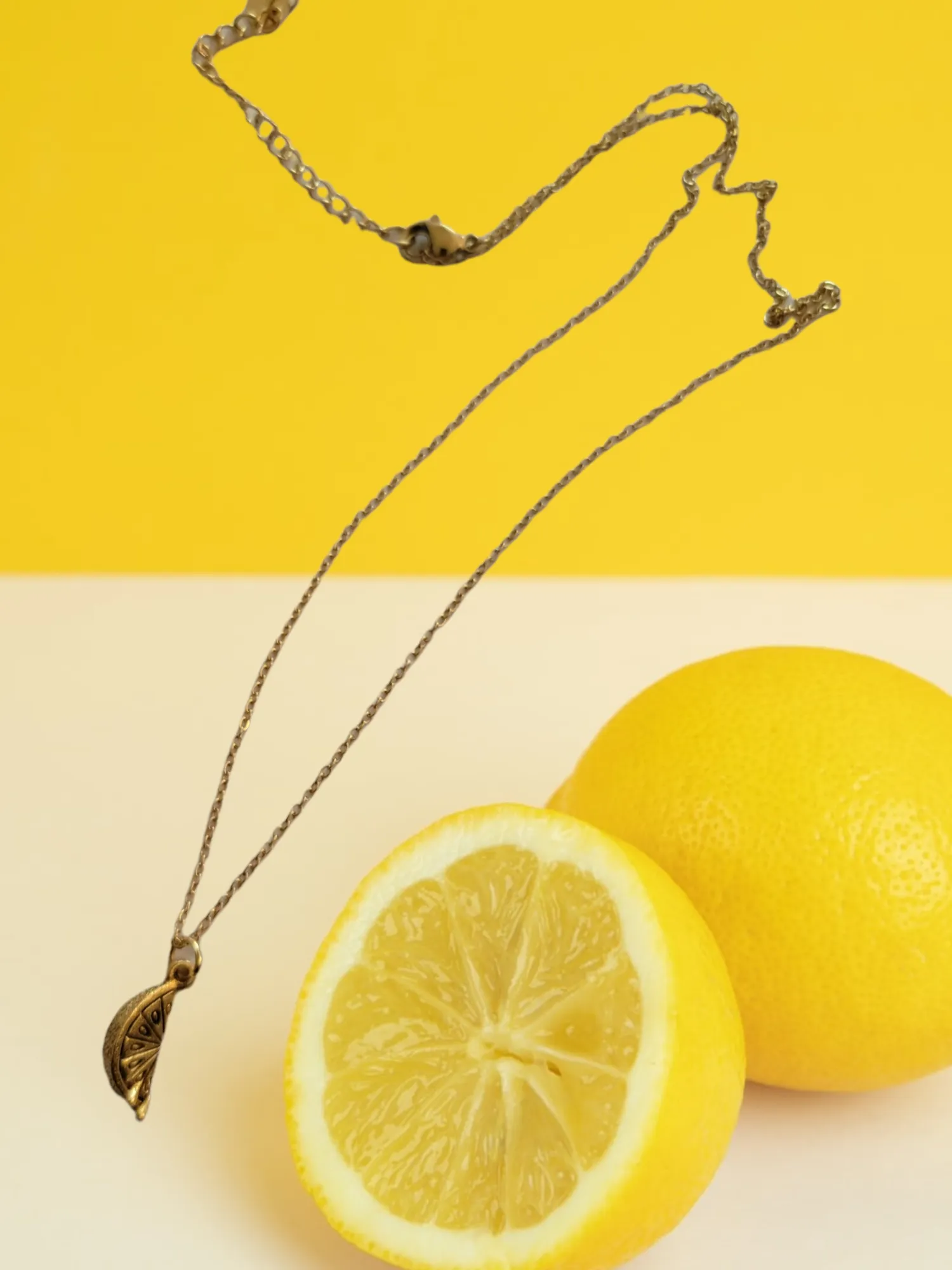 Gold Lemon Pendant Necklace - Sunshine Style for Summer! (10k Gold Plated)