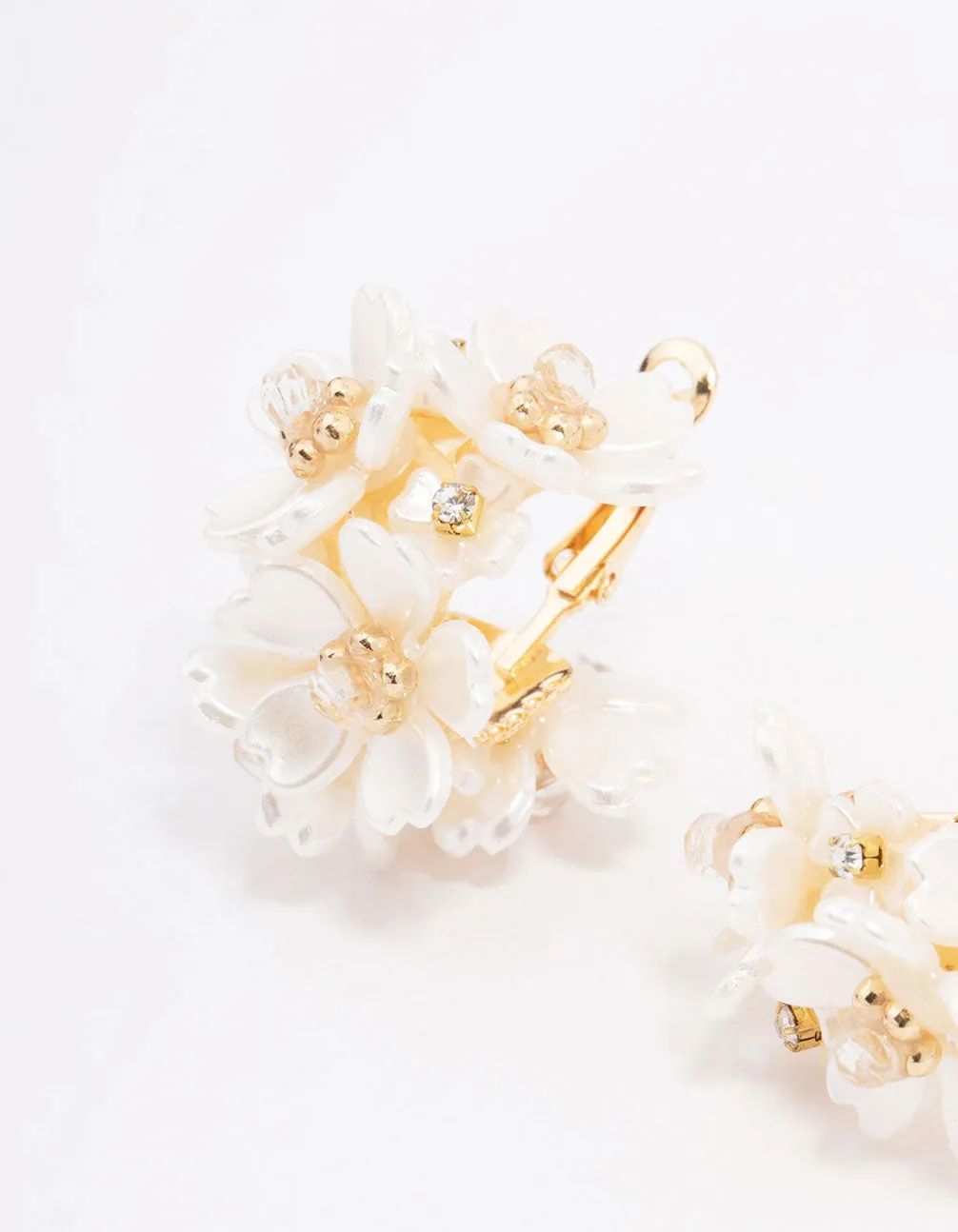 Gold Plated Flower Cluster Hoop Earrings