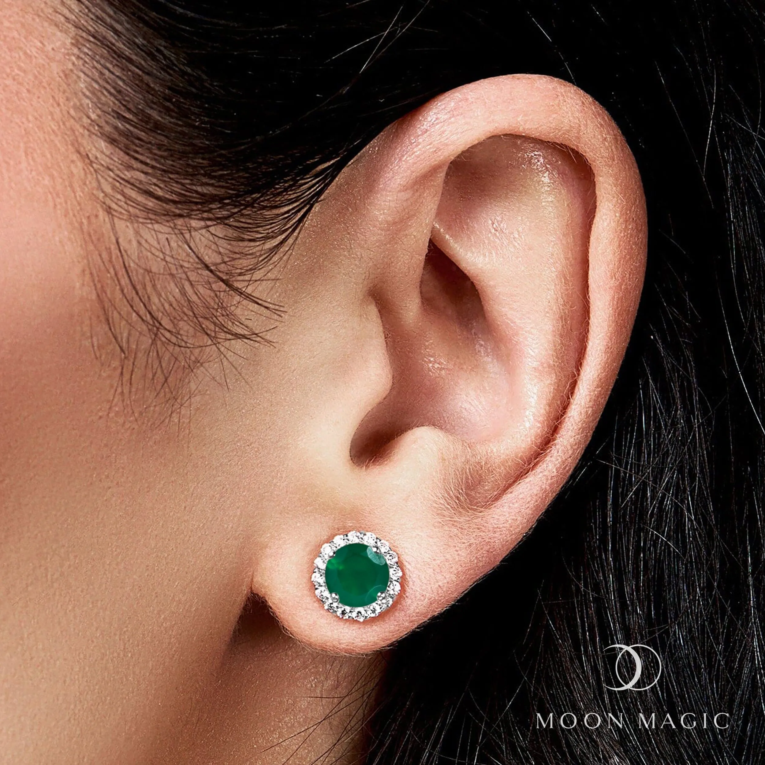 Green Onyx Venus Studs - May Birthstone