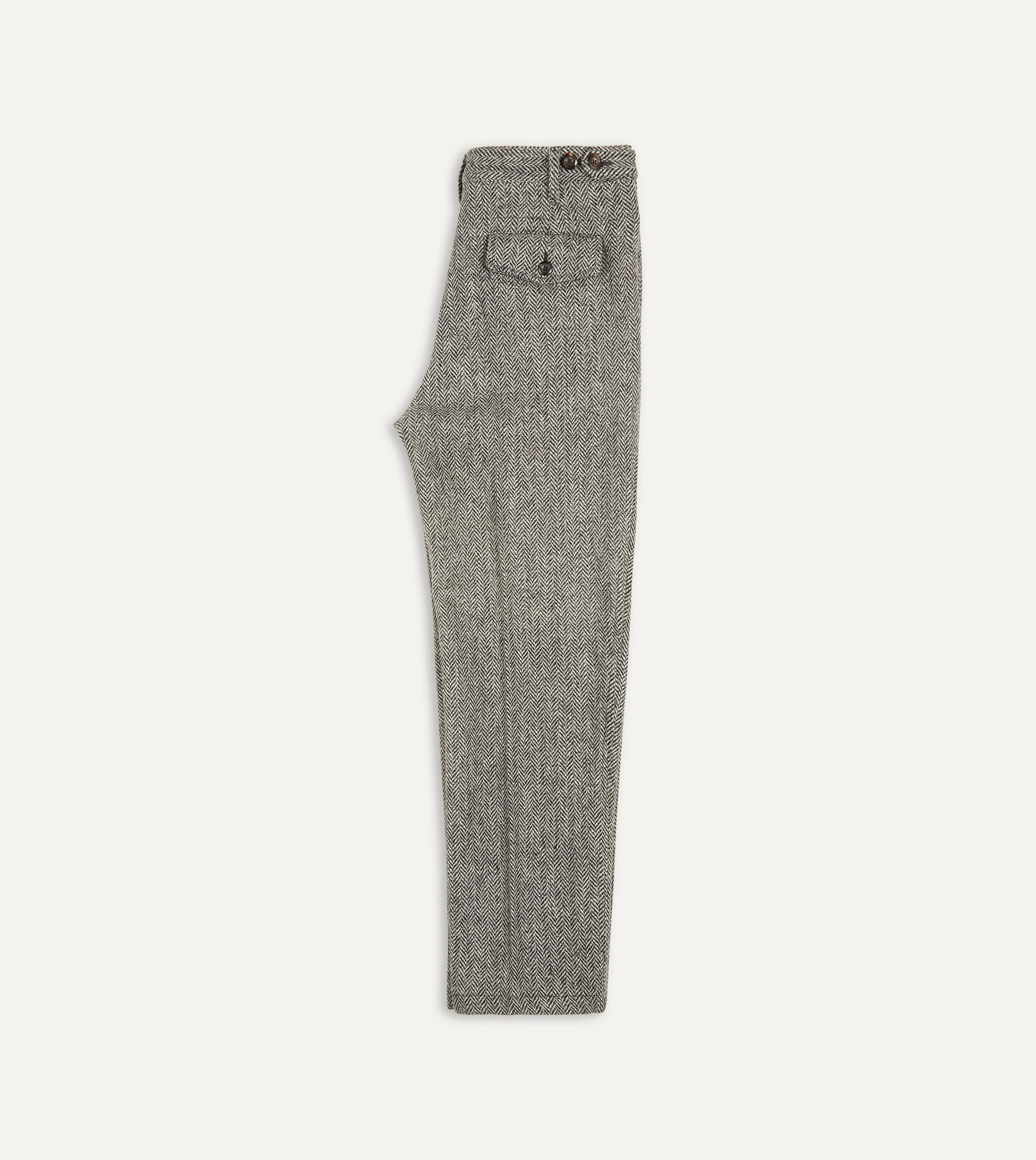 Grey Harris Tweed One Pleat Games Trousers