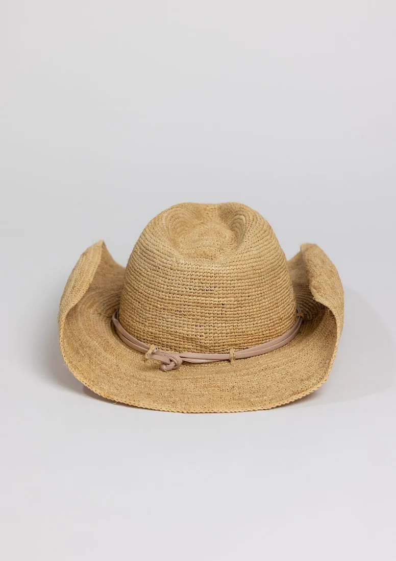 Hat Attack Raffia Crochet Cowboy Hat-Natural