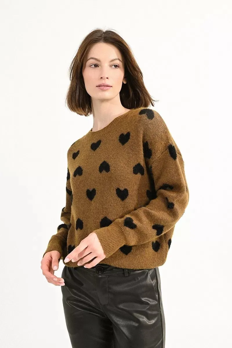 Heart Pattern Knit Sweater