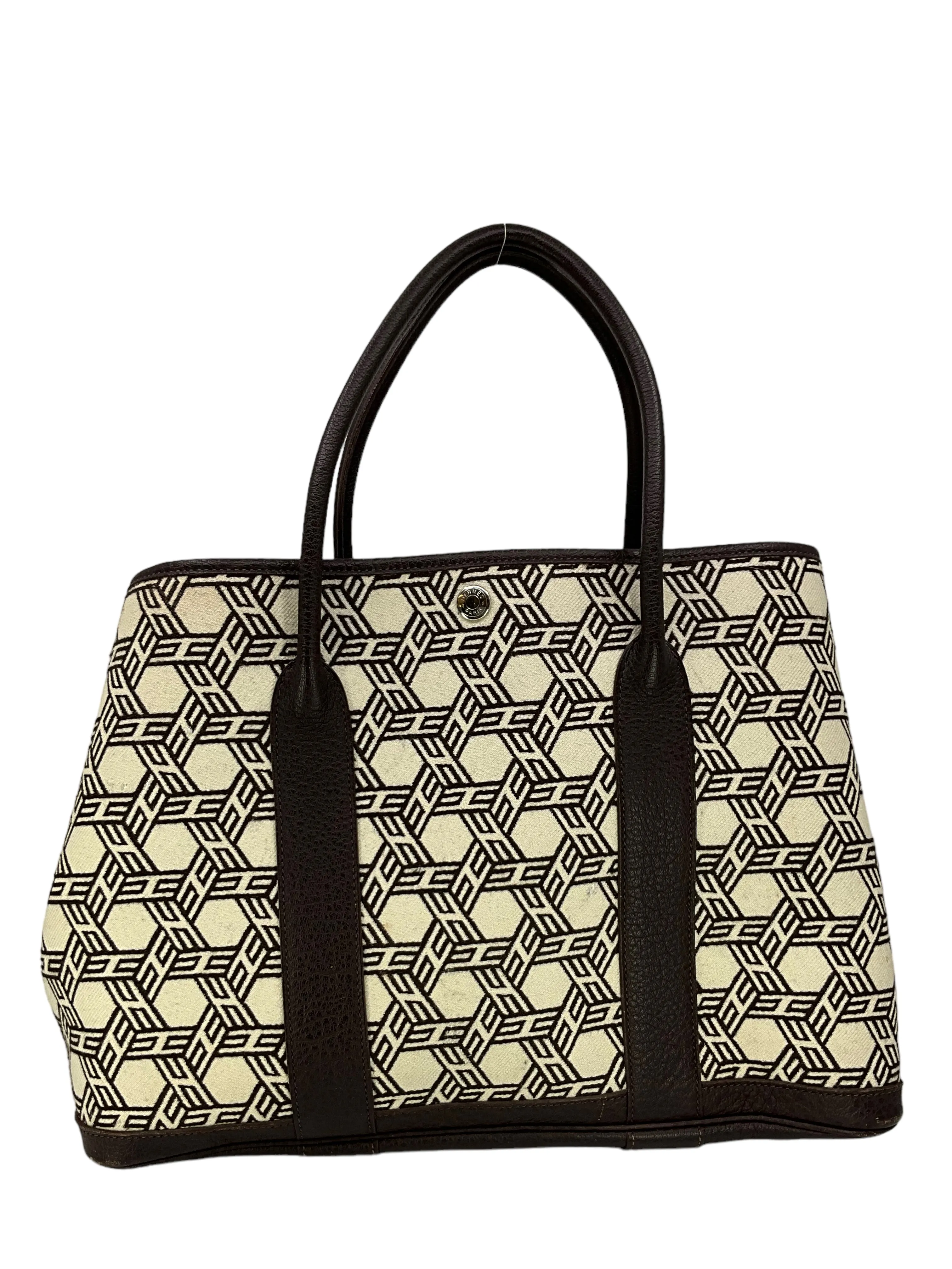 HERMES Mosaic Canvas Garden Party Tote Bag