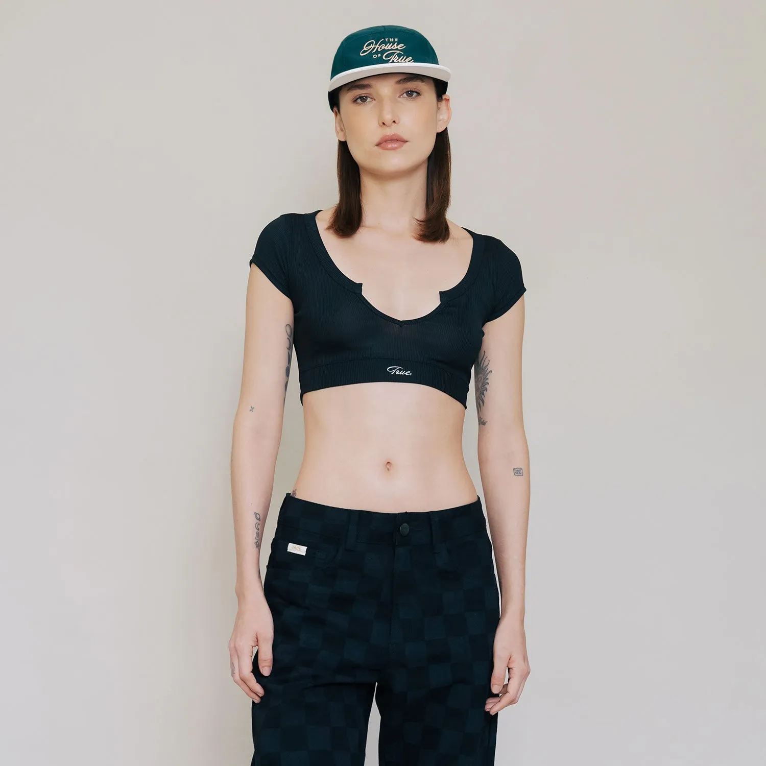 HofT Split Crop Top - Black