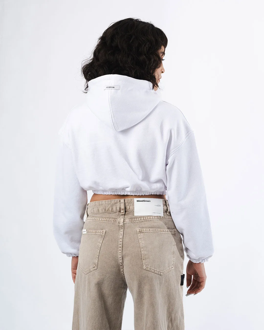 HOODIE CROP ENRESORTADO BLANCO