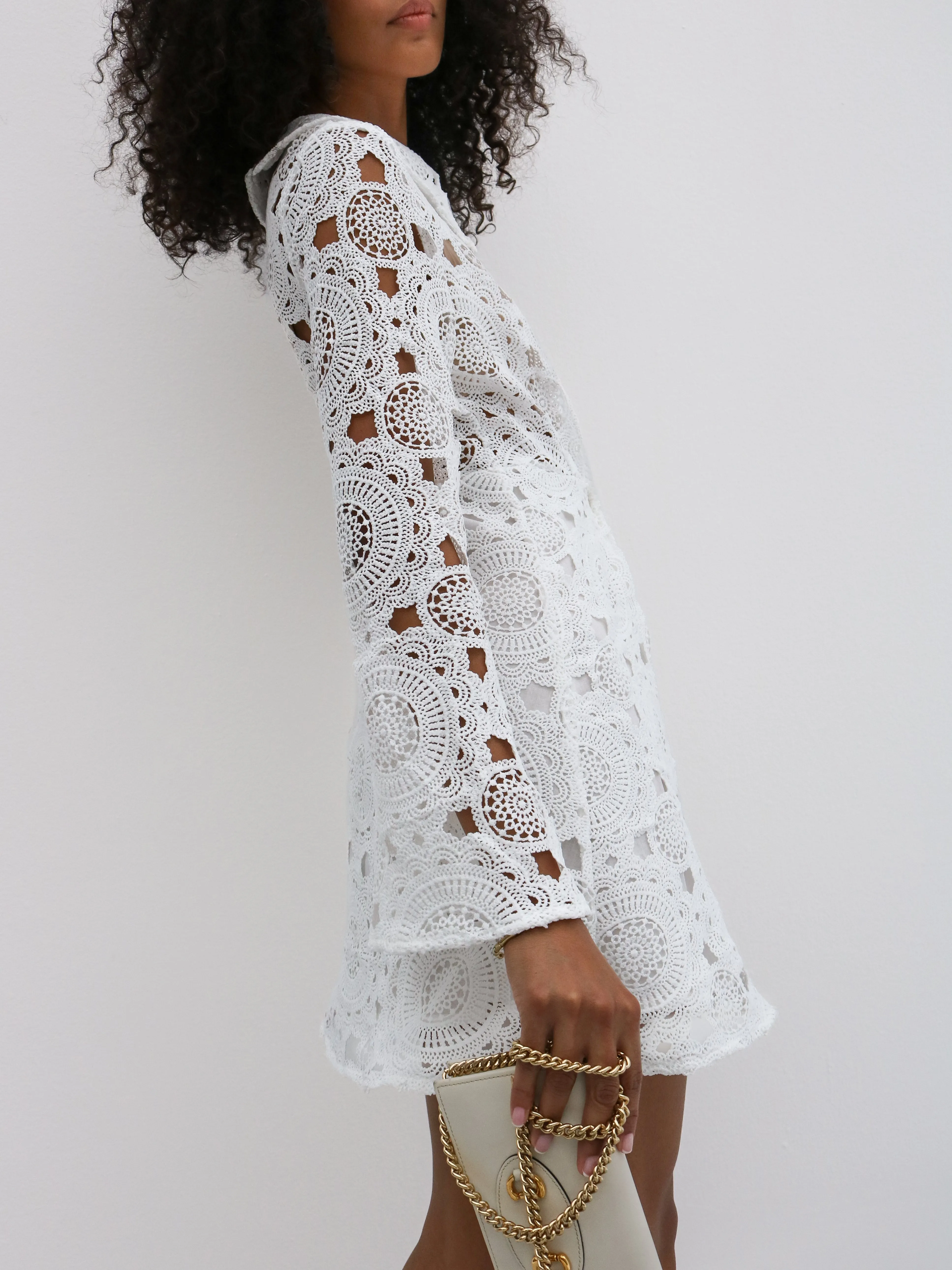 Jane Button Down Lace Dress | White