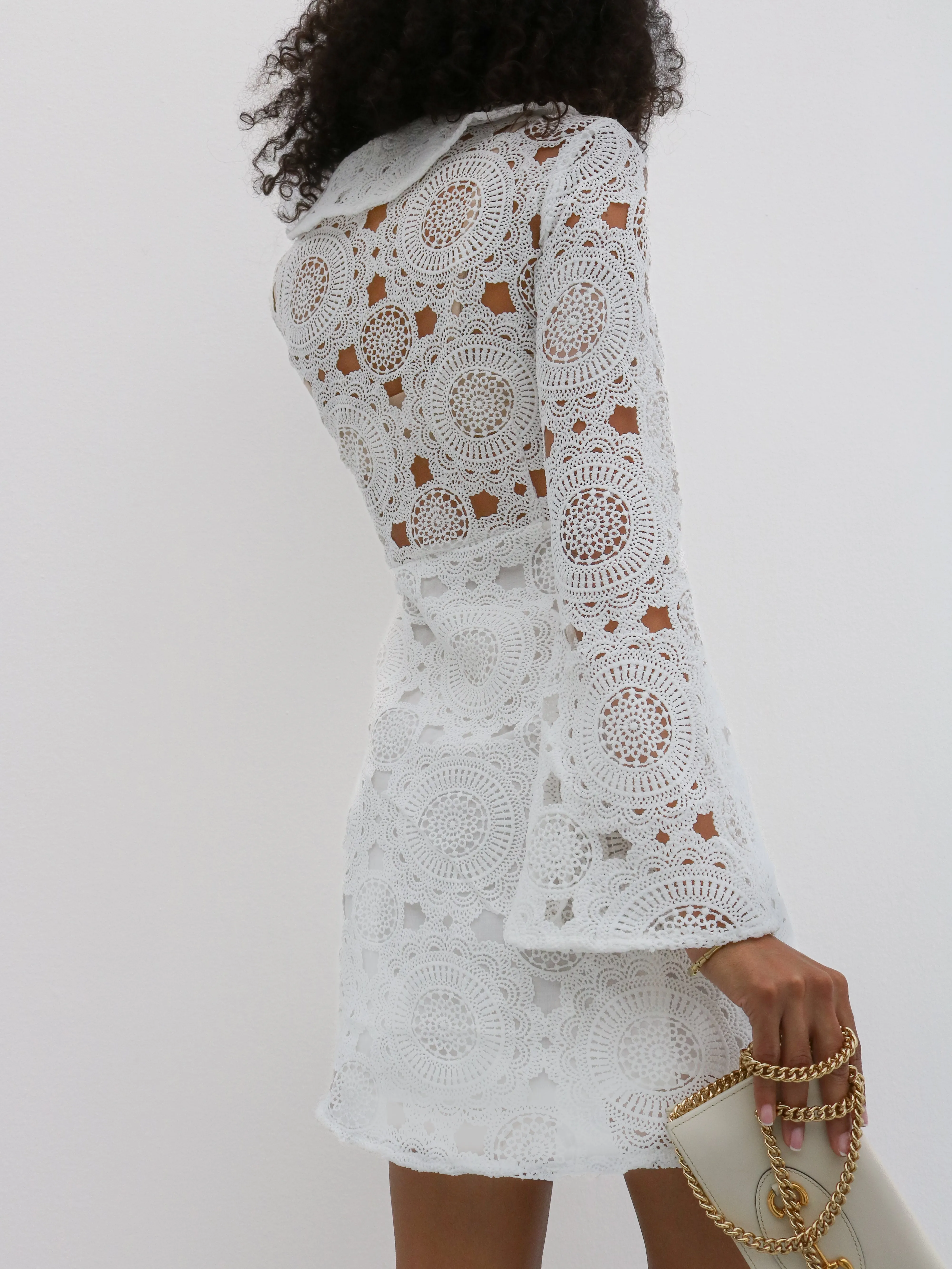 Jane Button Down Lace Dress | White