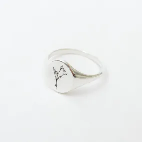 January Birth Flower Signet Ring