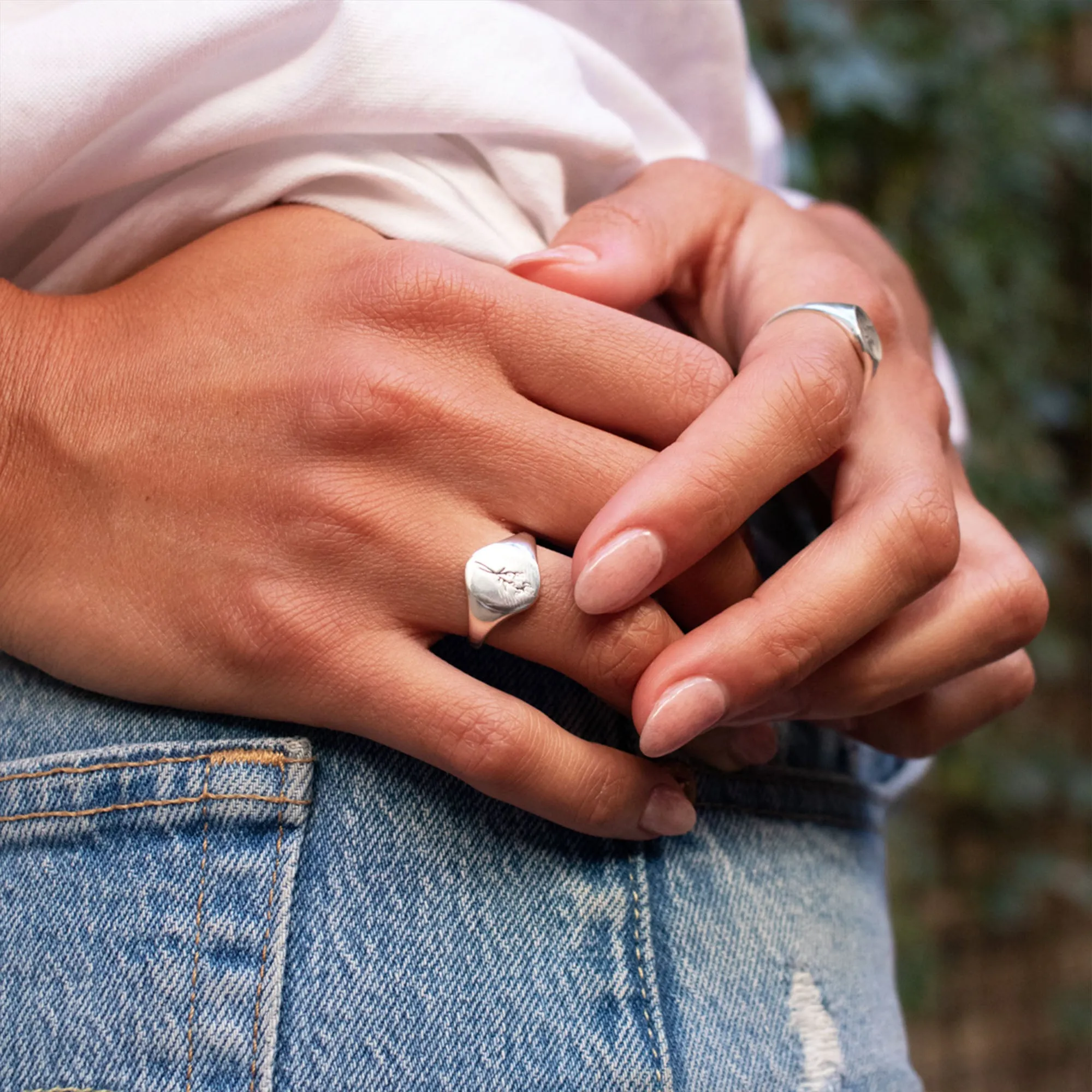 January Birth Flower Signet Ring