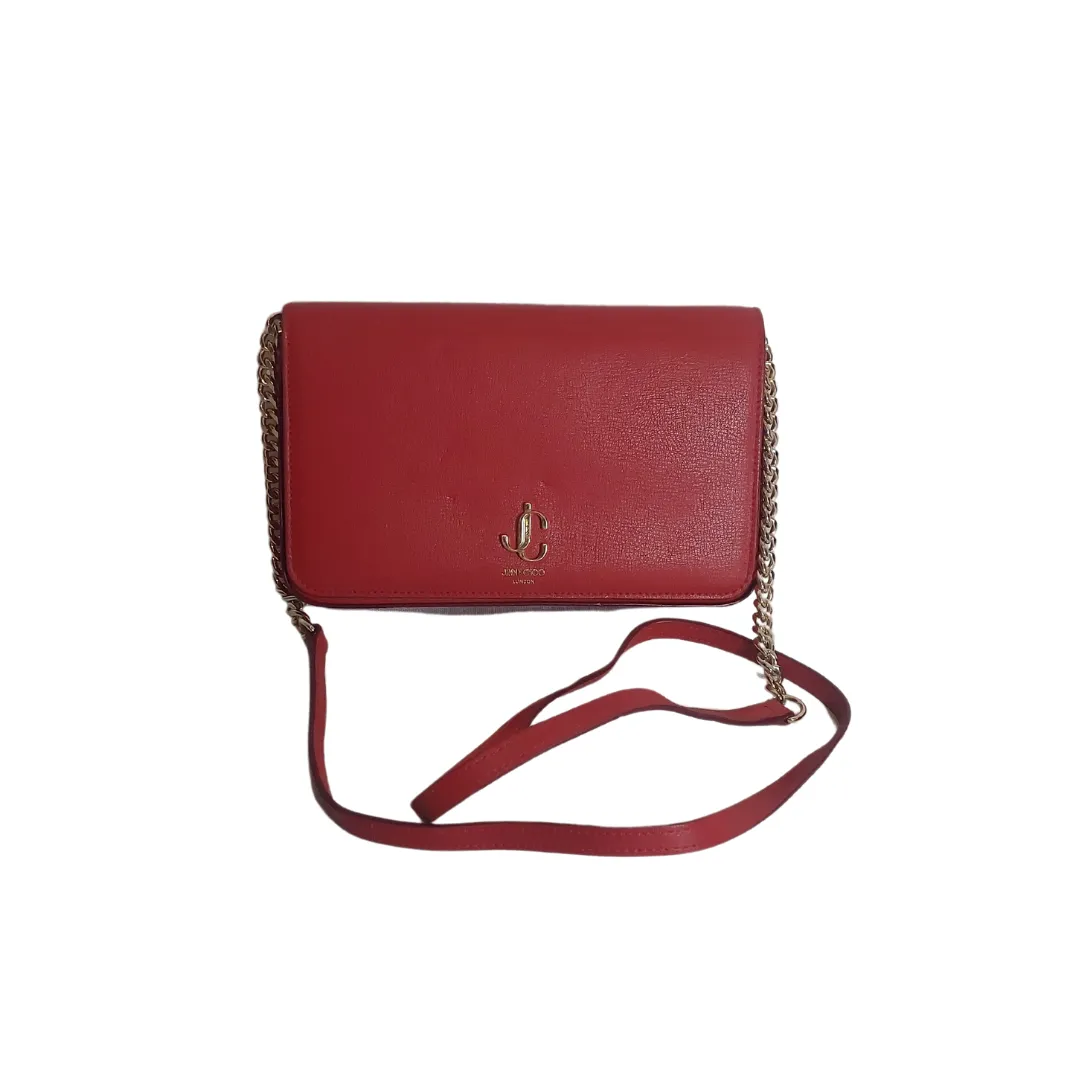 Jimmy Choo 'Palace' Red Leather Chain Wallet-On-Chain Crossbody Bag | Gently Used |