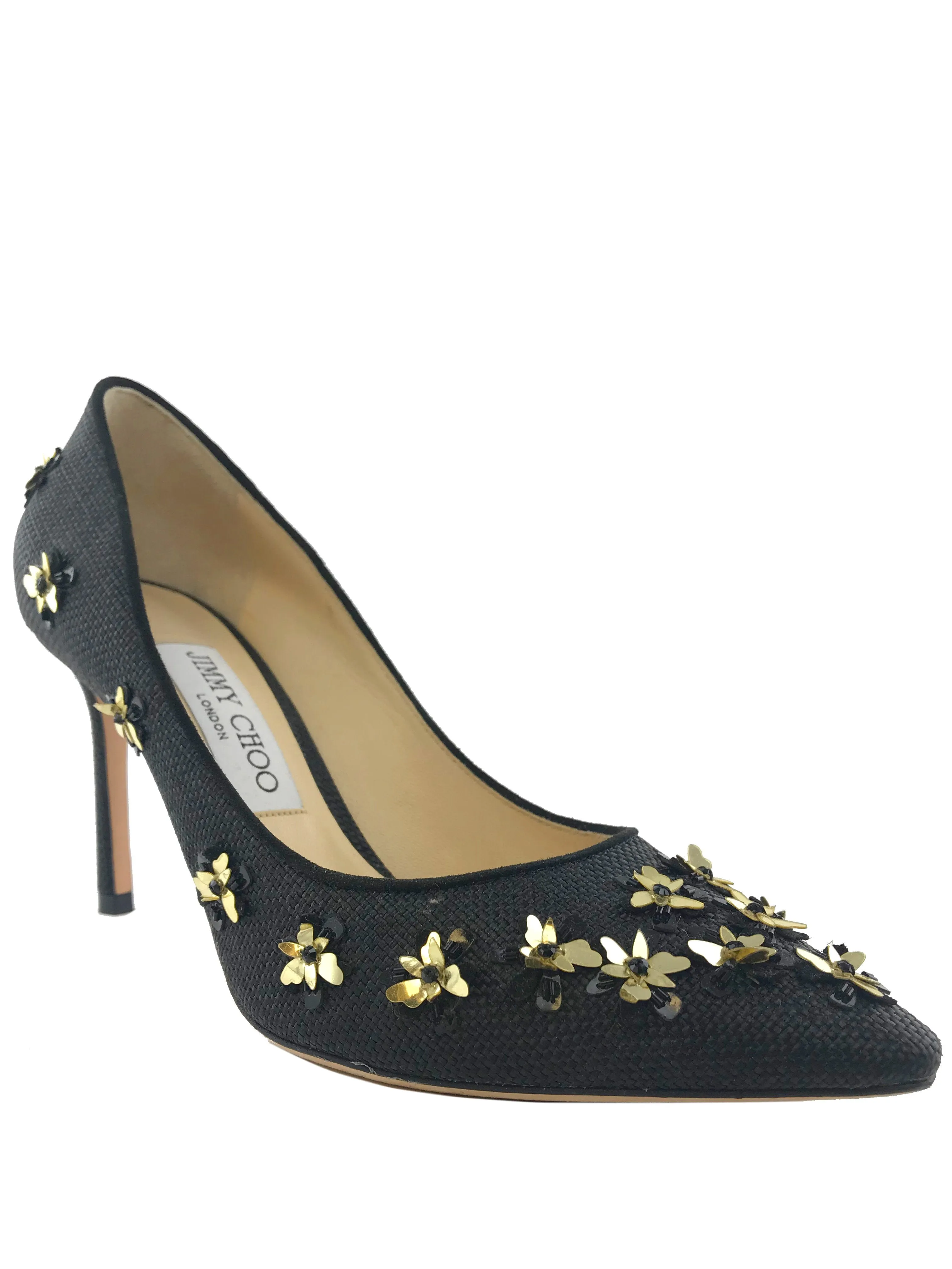 Jimmy Choo Romy Flower Raffia Pump Size 7.5