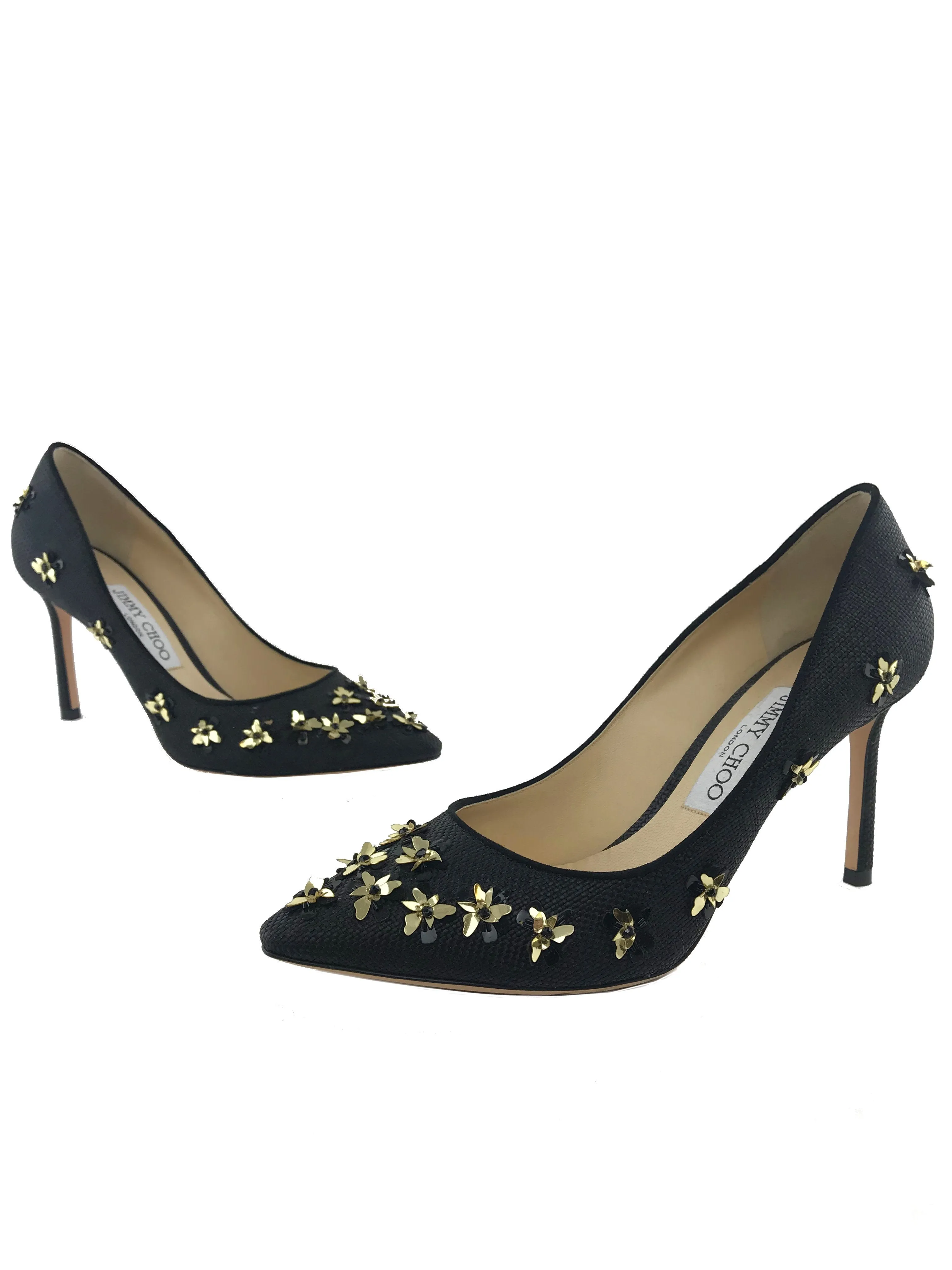 Jimmy Choo Romy Flower Raffia Pump Size 7.5