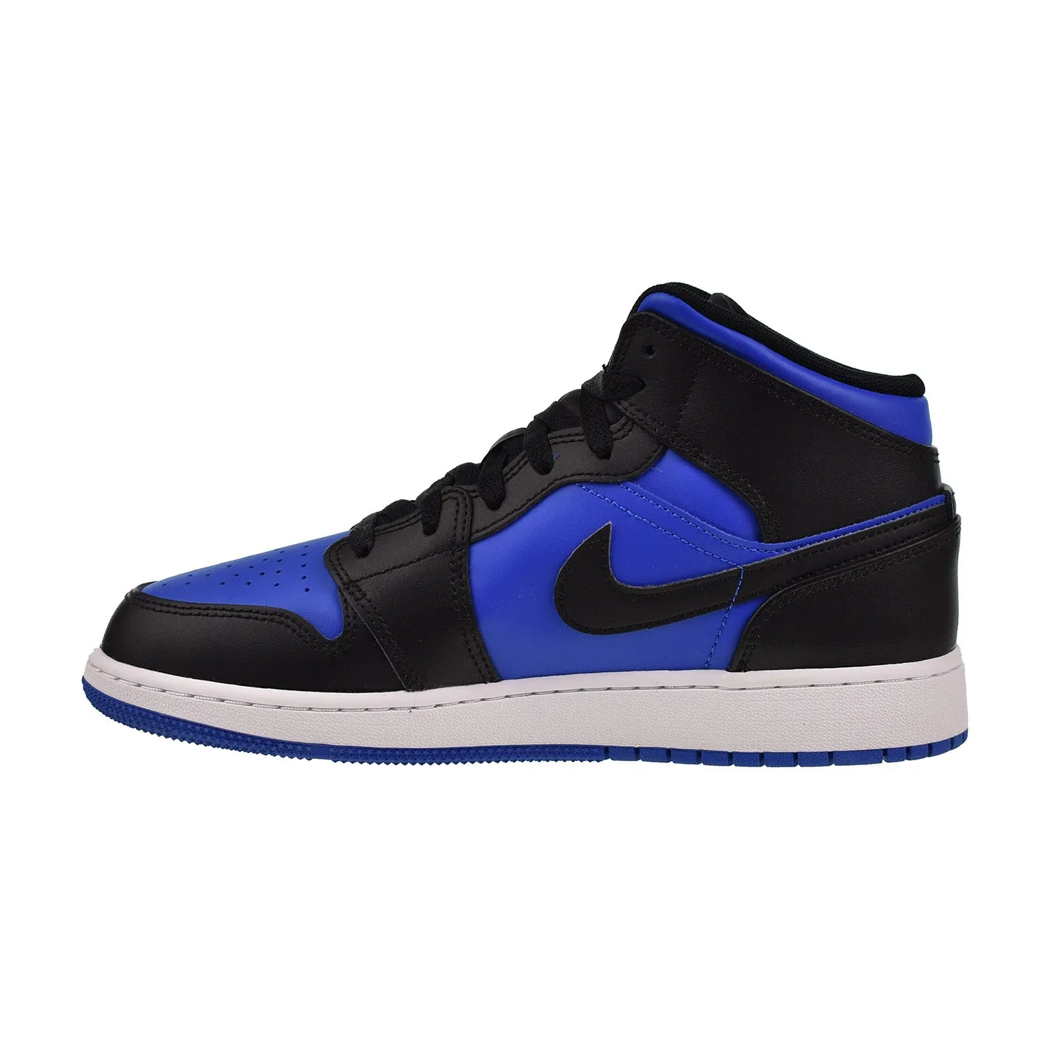 Jordan 1 Mid (GS) Big Kids' Shoes Black-Royal Blue