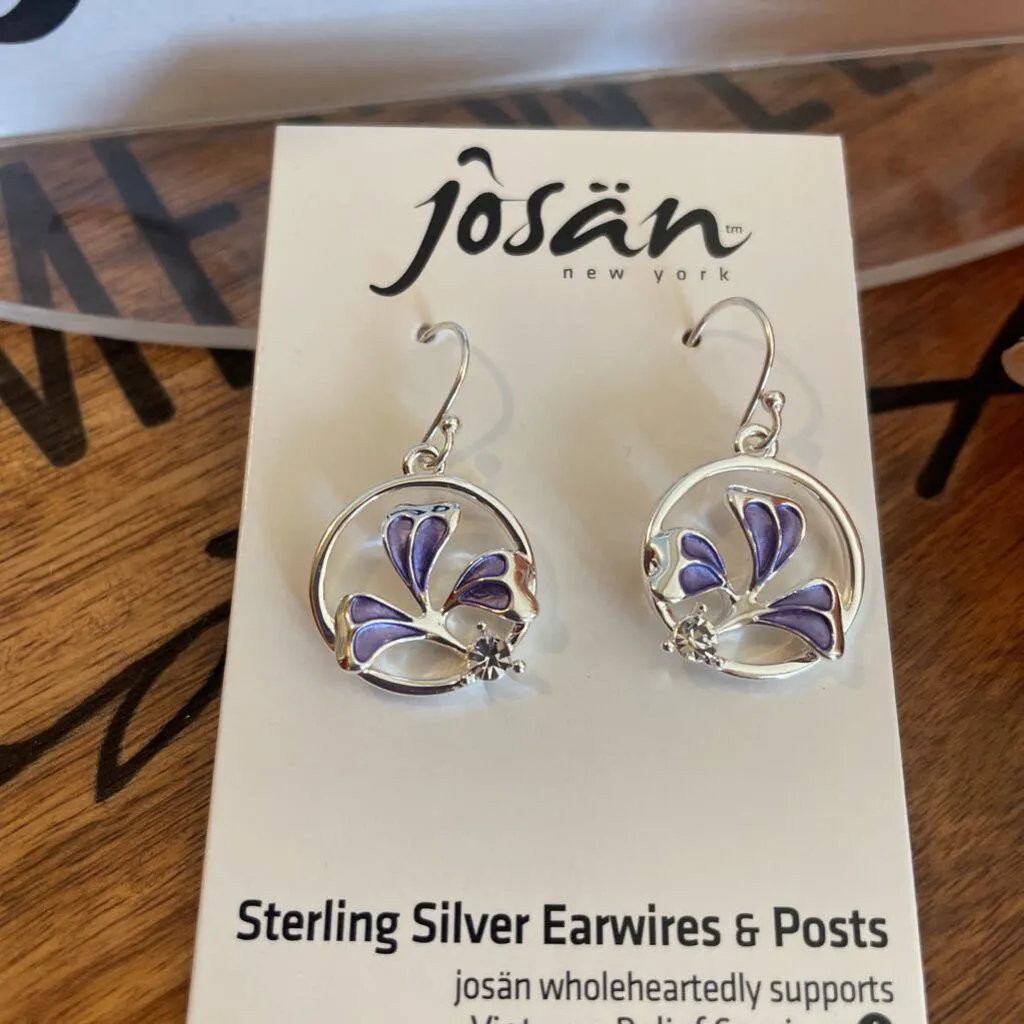 Josan SSW Lavender Flower Crystal Earrings