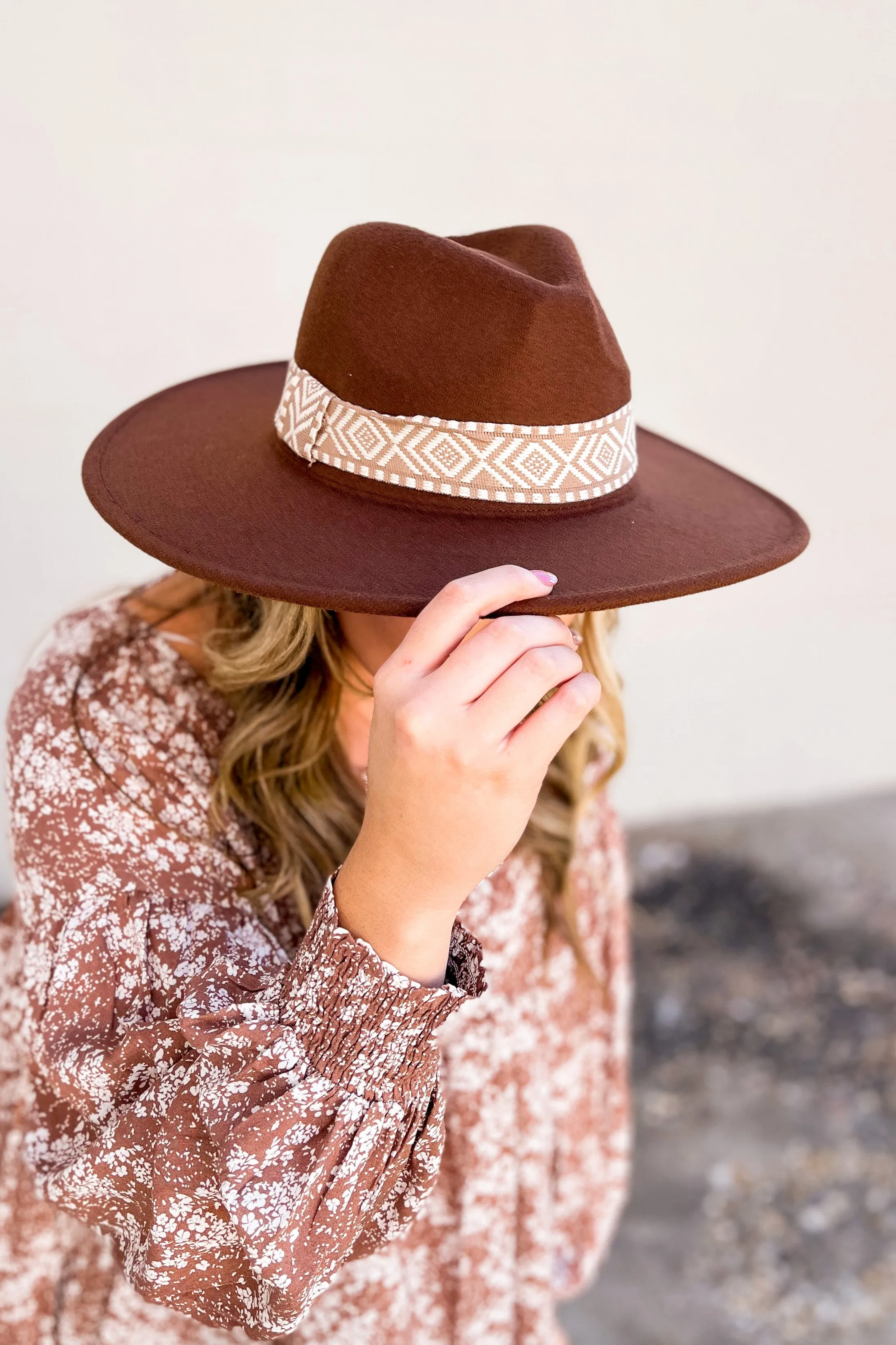 Julia Wide Brim Felt Hat, Brown