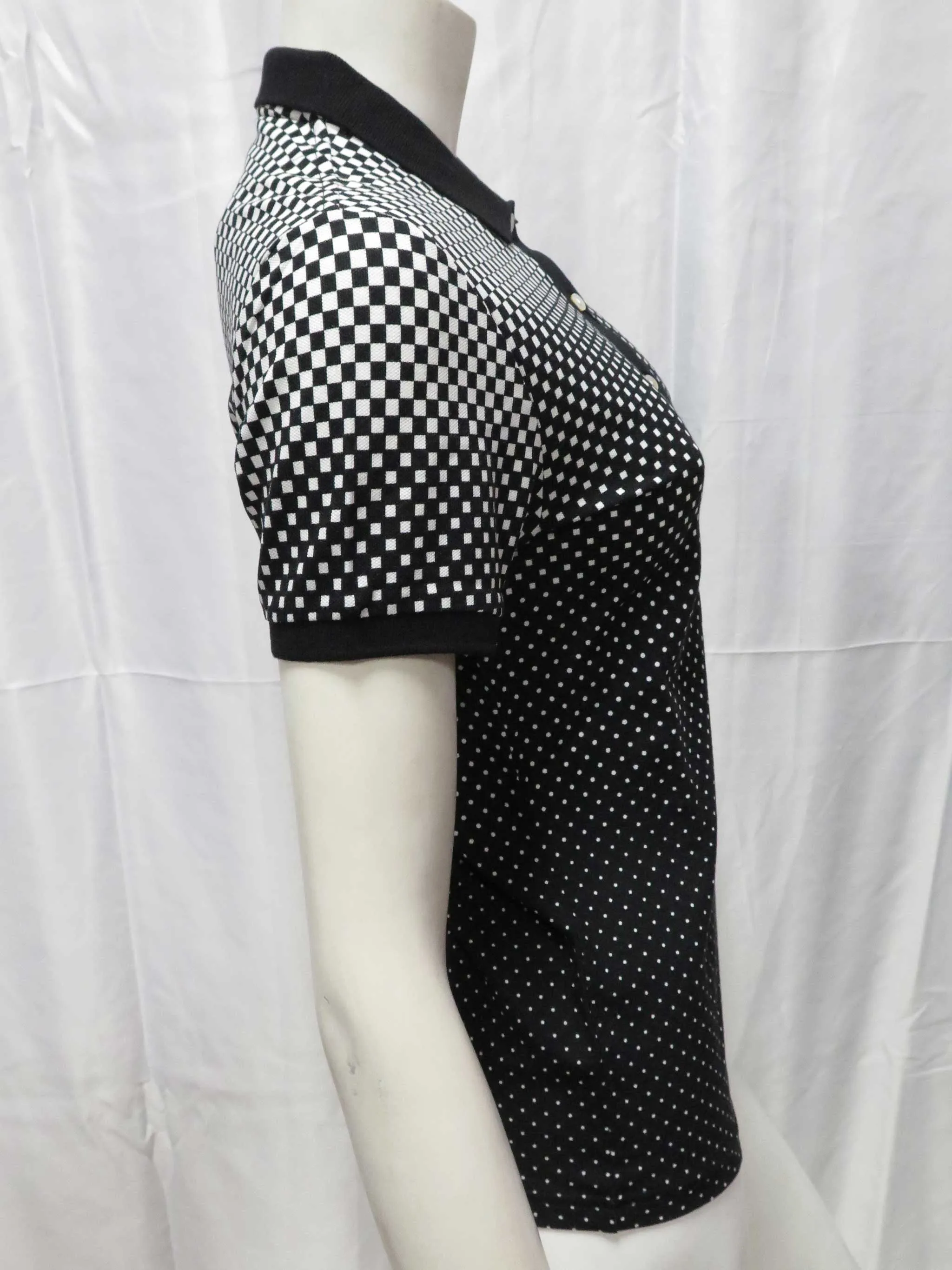 LADIES BLACK OPTICAL OMBRE PRINT SHIRT