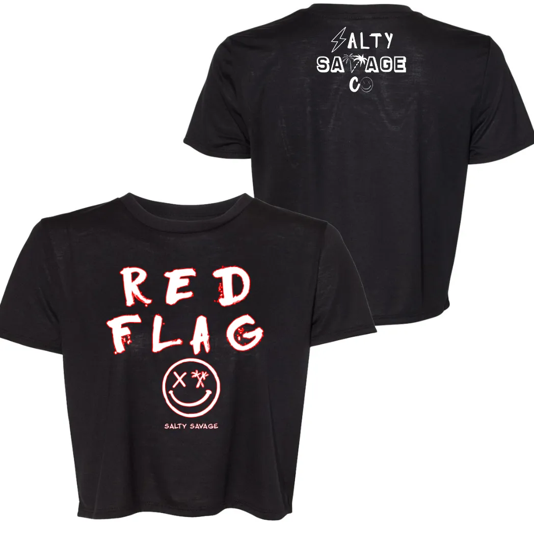 Ladies "RED FLAG" Flowy Crop Tee