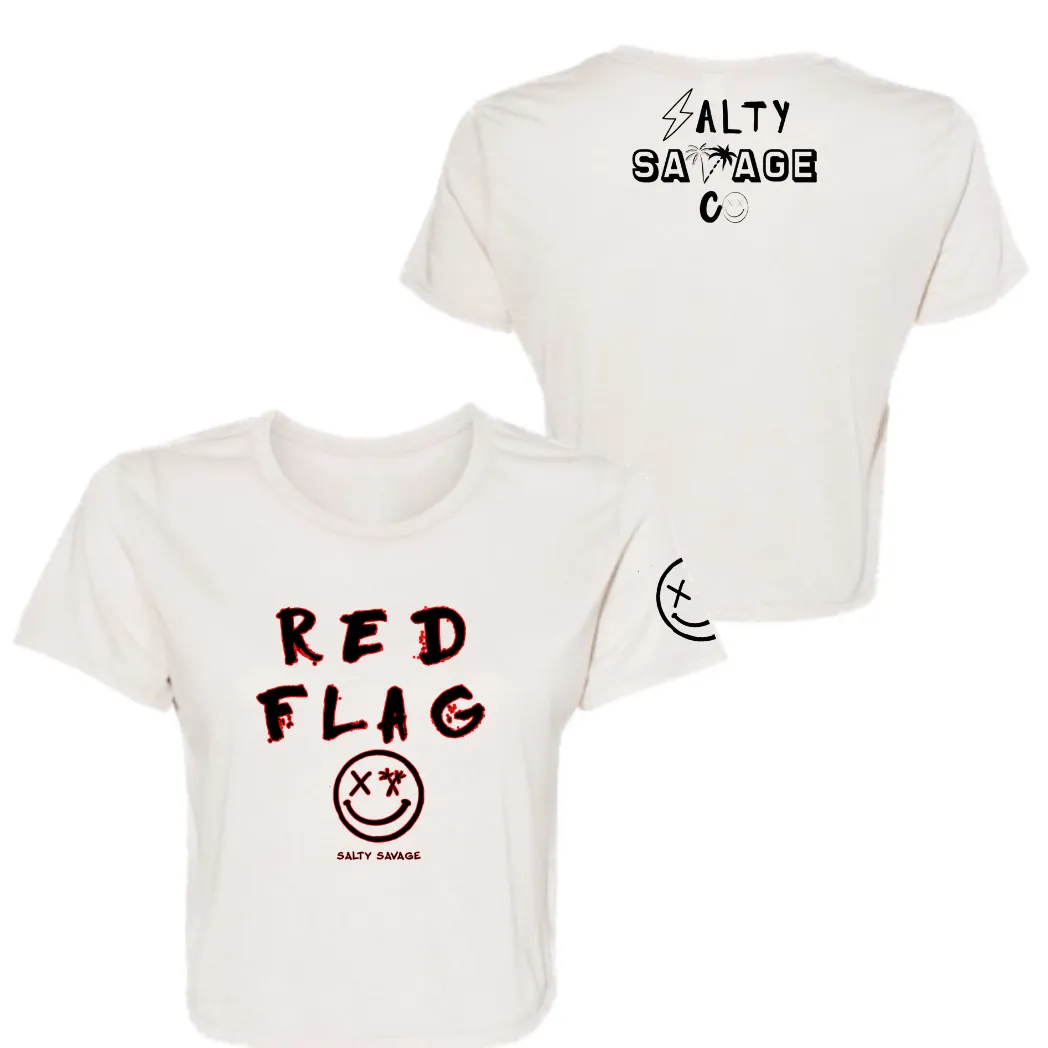 Ladies "RED FLAG" Flowy Crop Tee