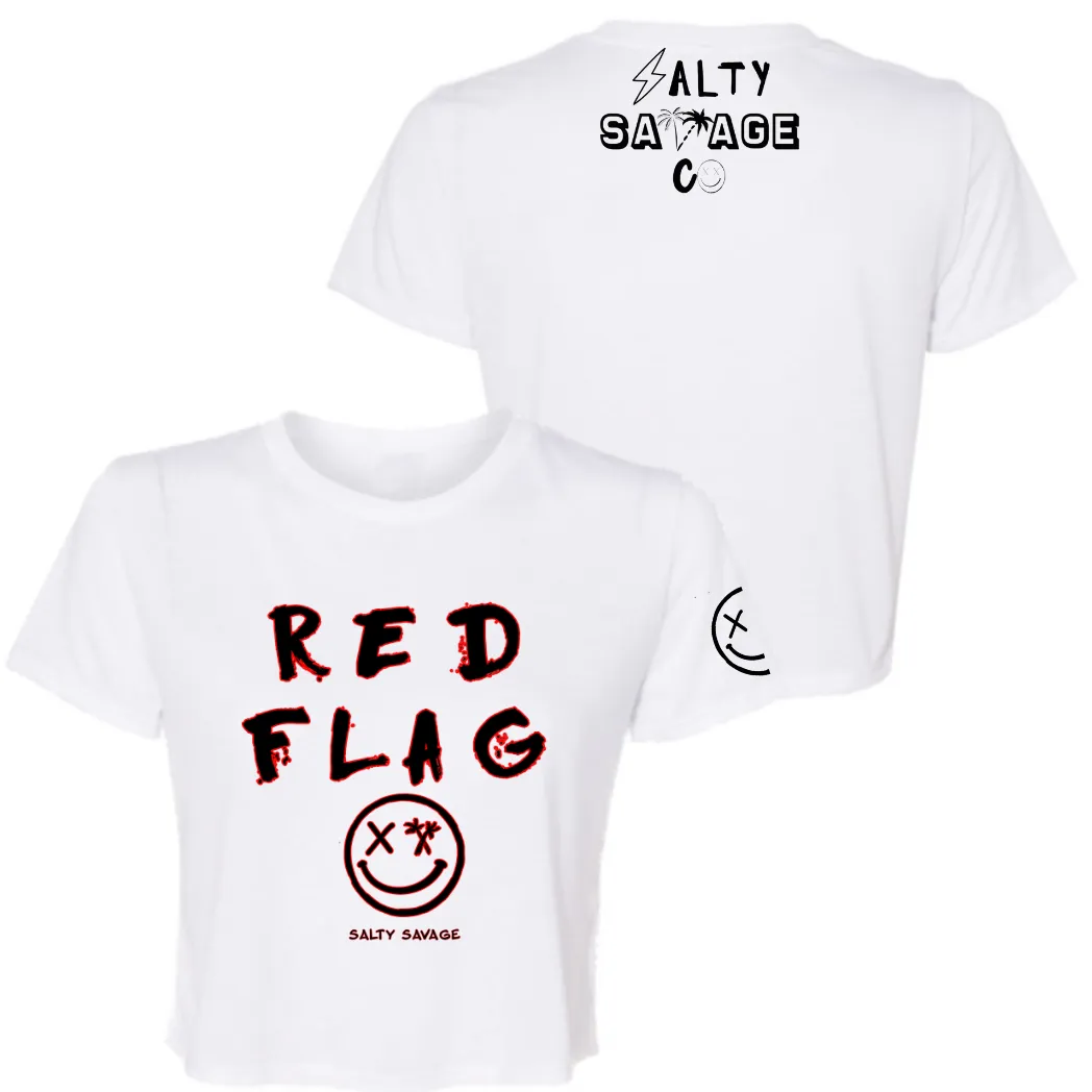 Ladies "RED FLAG" Flowy Crop Tee