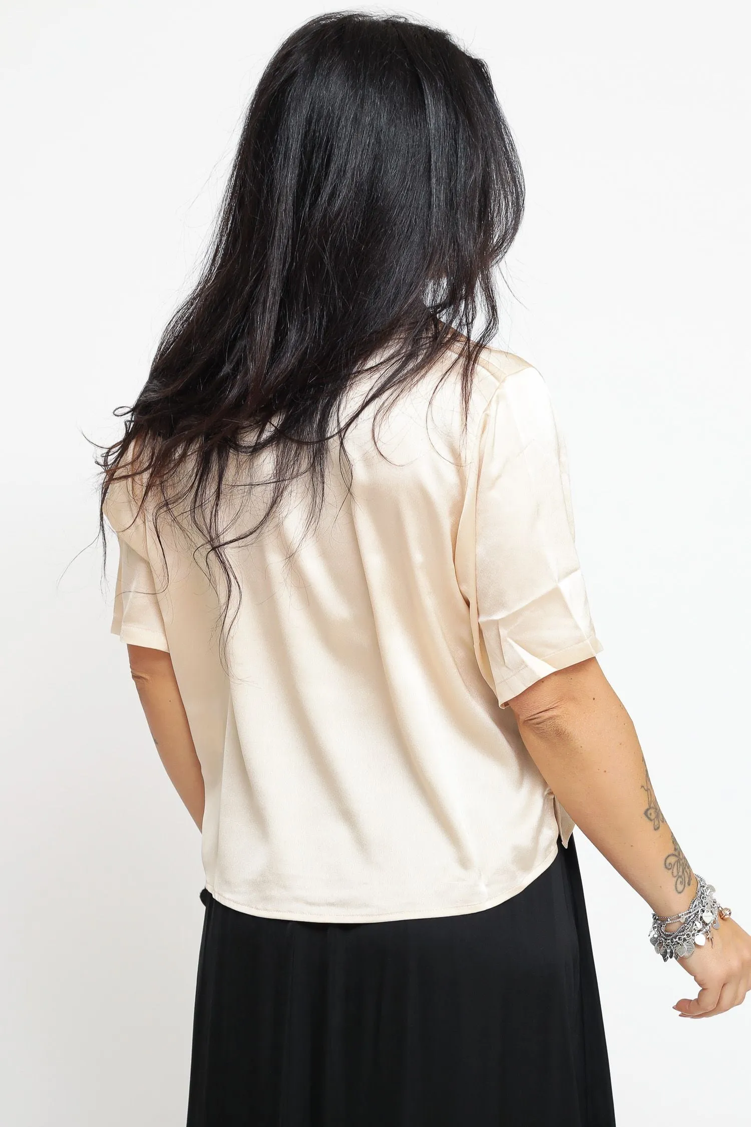 Ladies Shirt Peach Champagne Sateen