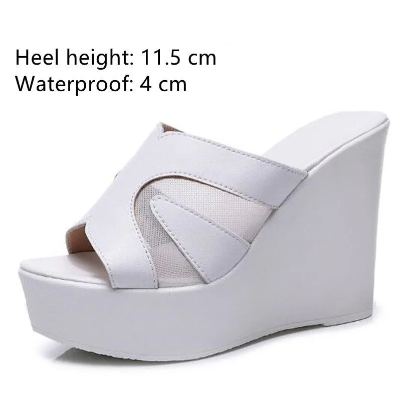 Leather High Heels Slippers - Women's Casual Shoes EJ950