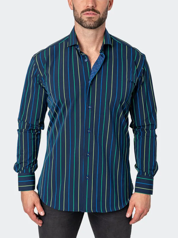 Maceoo Stretch Shirt | Einstein NeonStripe Blue